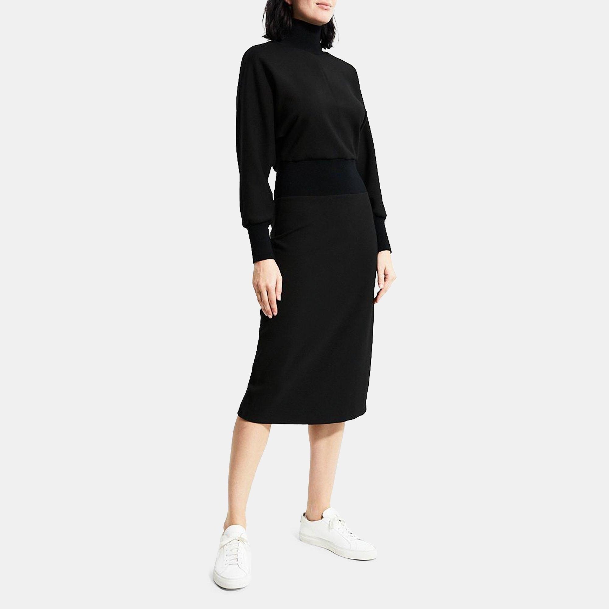 The Mock Neck Shift Dress in Double Knit