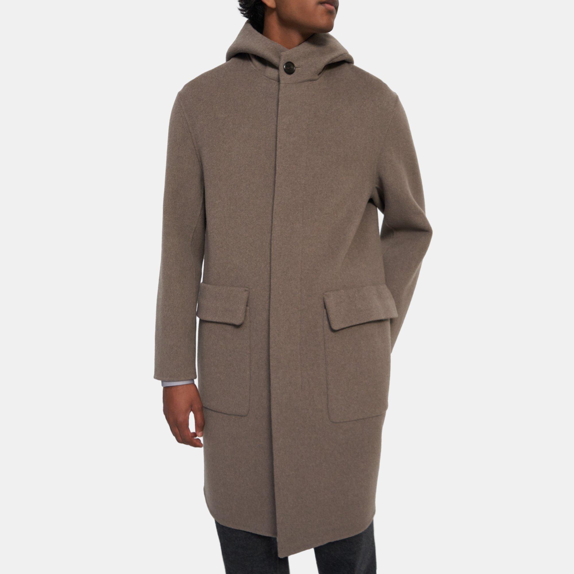 Hooded wool cashmere store coat