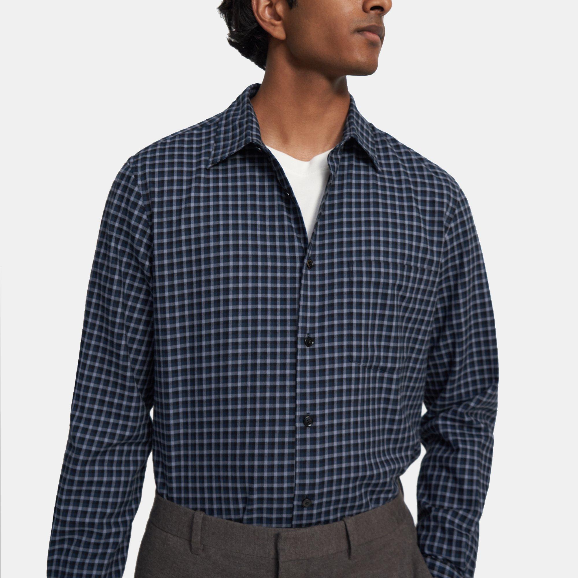 띠어리 맨 셔츠 Theory Standard-Fit Shirt in Overdyed Cotton Gingham,ECLIPSE