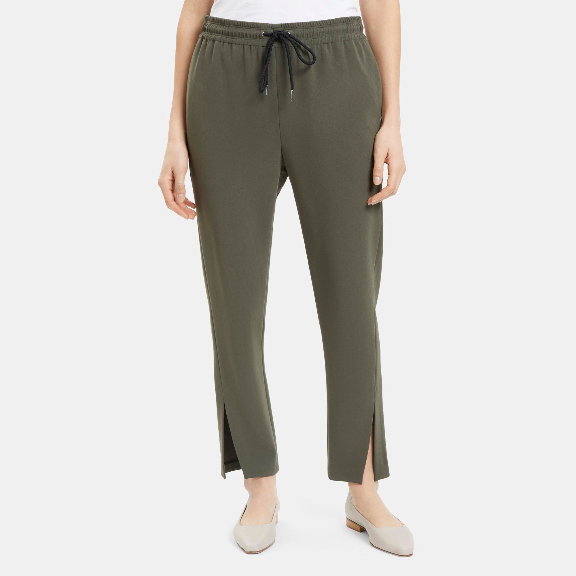 띠어리 Theory Slit Pull-On Track Pant in Crepe,SPRUCE