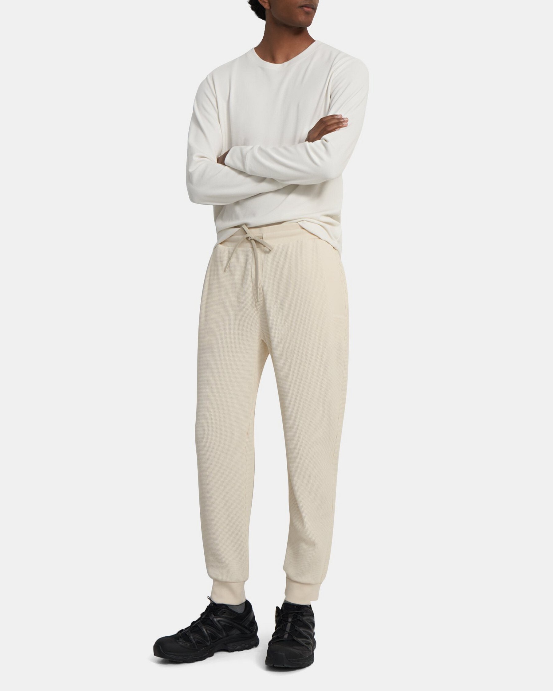 Jogger in Waffle-Knit Cotton