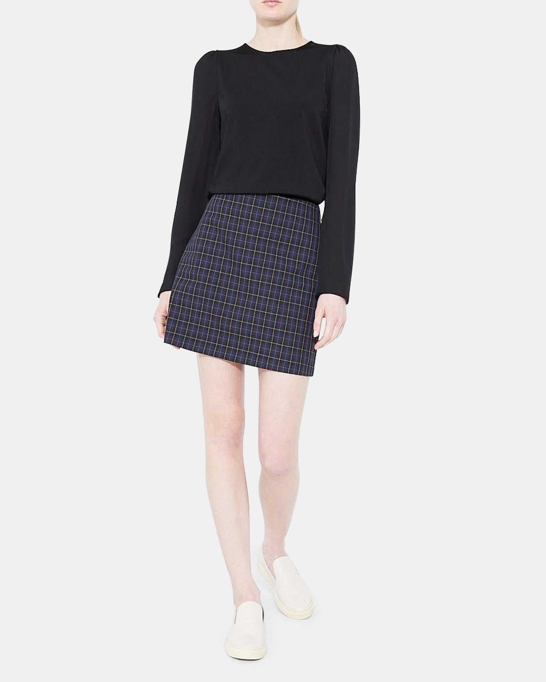Mini Skirt in Plaid Stretch Knit