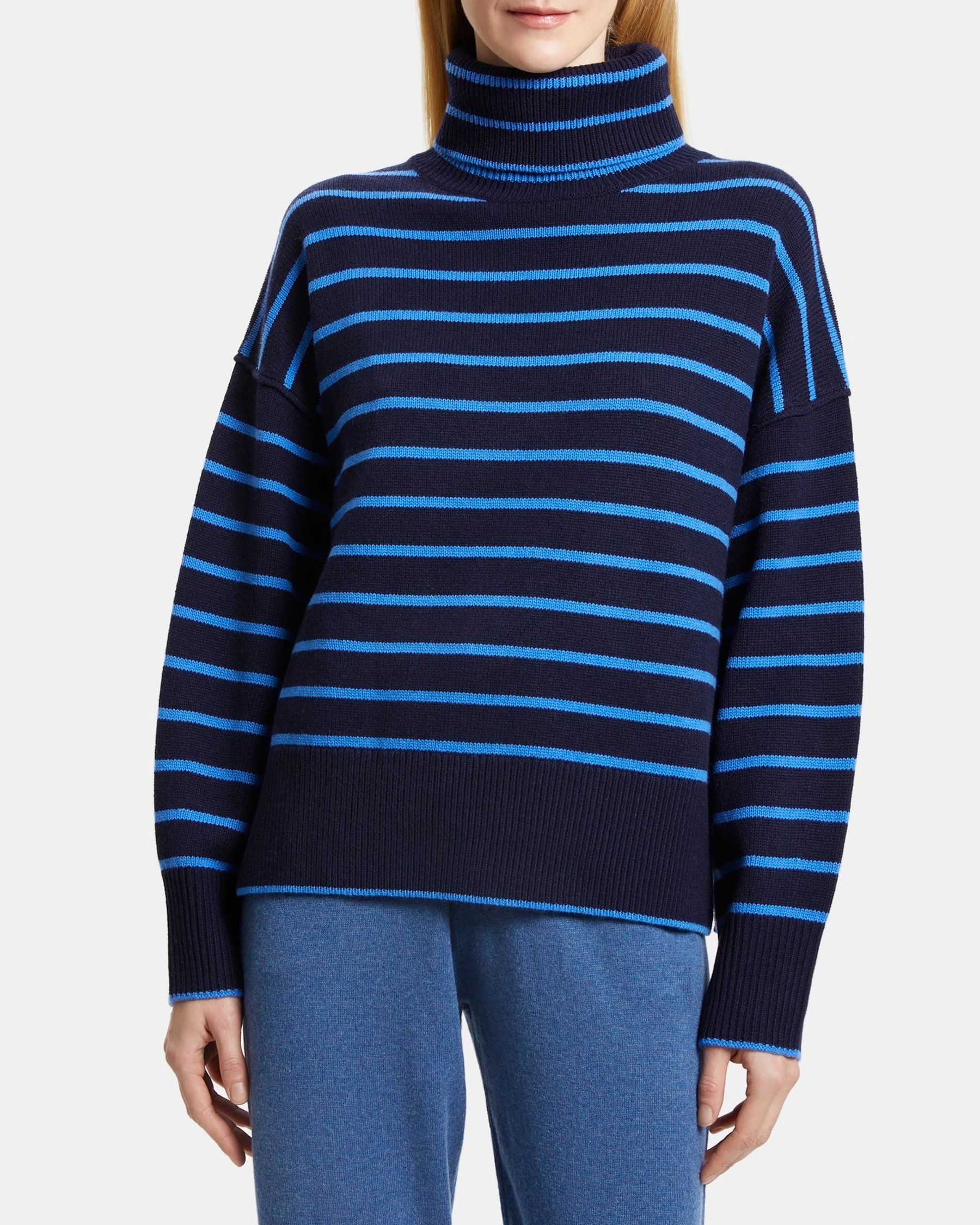 Striped Turtleneck in Wool-Cashmere