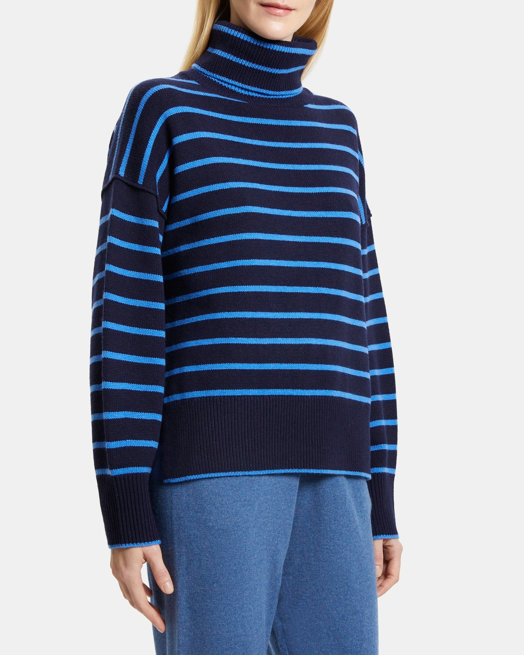 Striped Turtleneck in Wool-Cashmere