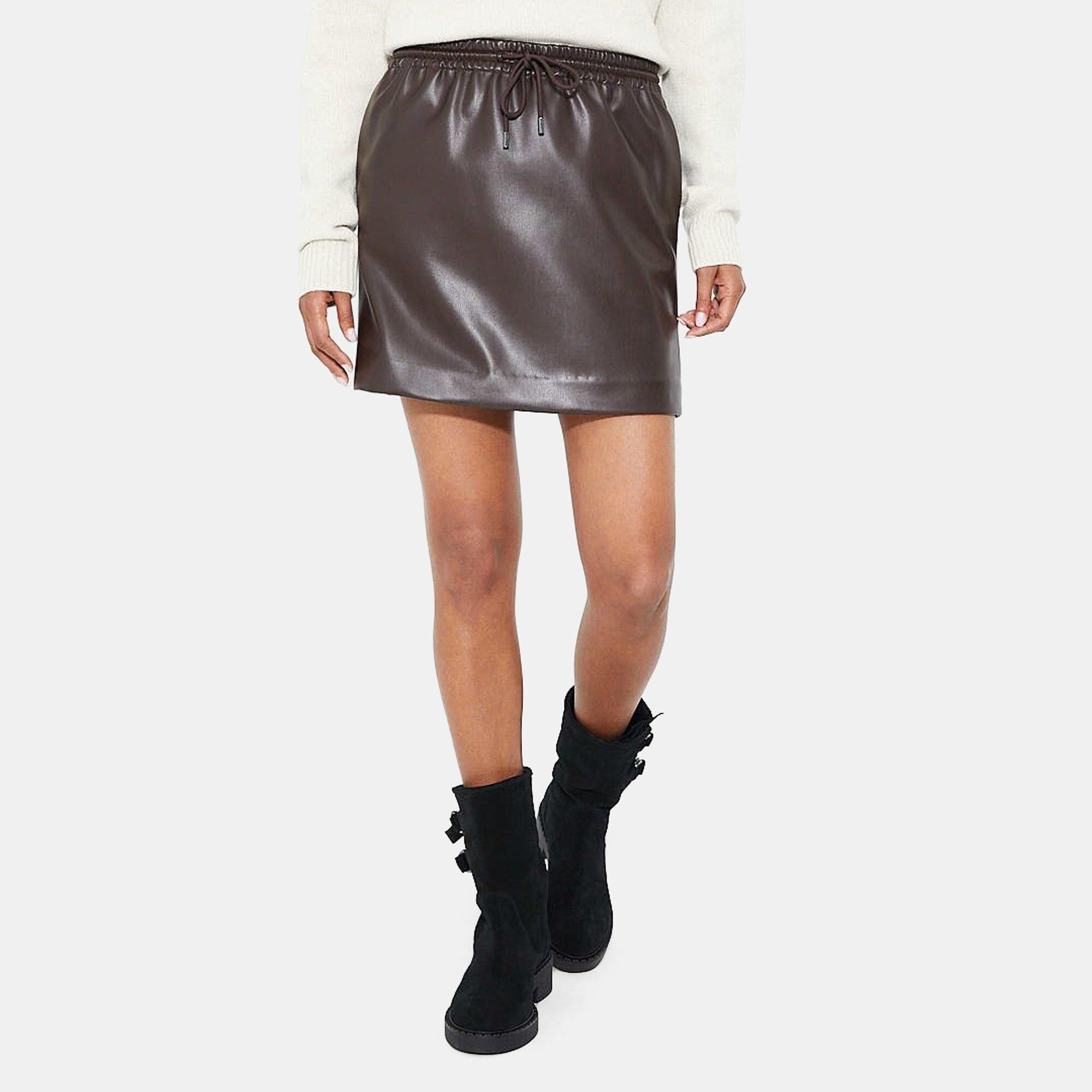 Faux Leather Drawstring Slip Skirt | Theory Outlet