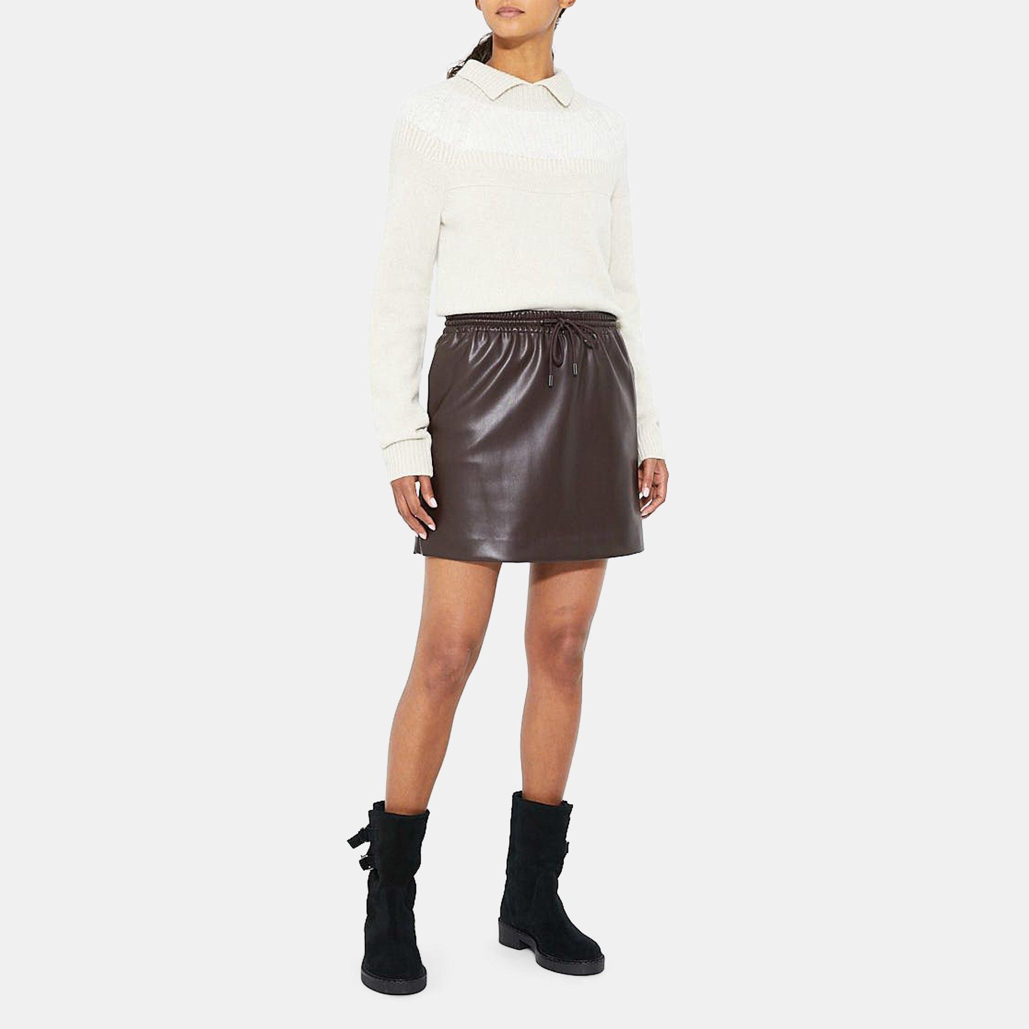 Faux Leather Drawstring Slip Skirt | Theory Outlet