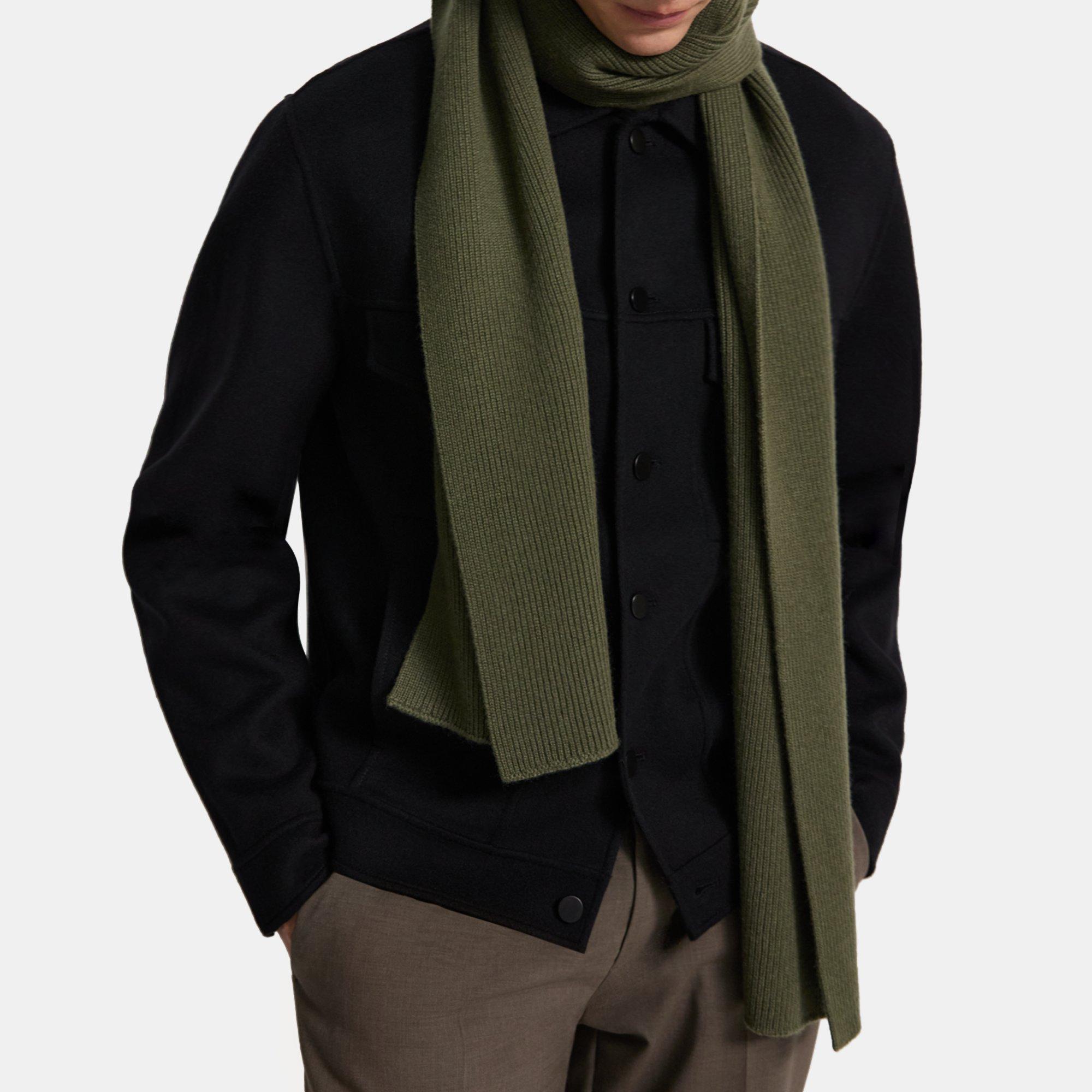 띠어리 Theory Camden Scarf in Ribbed Cashmere,OLIVE BRANCH