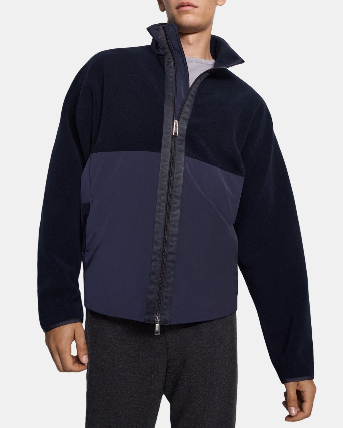 띠어리 맨 재킷 Theory Zip Jacket in Recycled Fleece,BALTIC/BALTIC