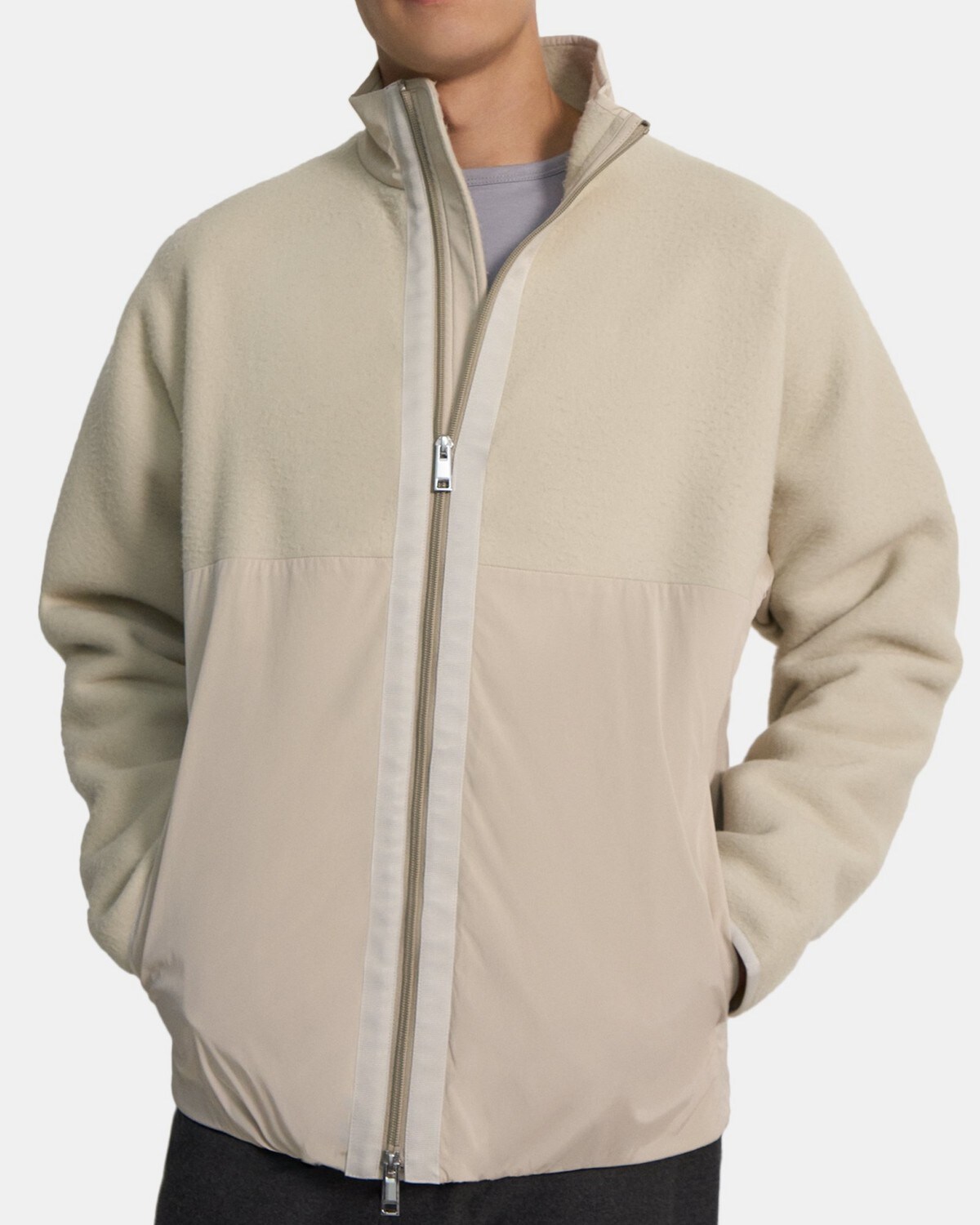 띠어리 맨 재킷 Theory Zip Jacket in Recycled Fleece,PEYOTE/PEYOTE