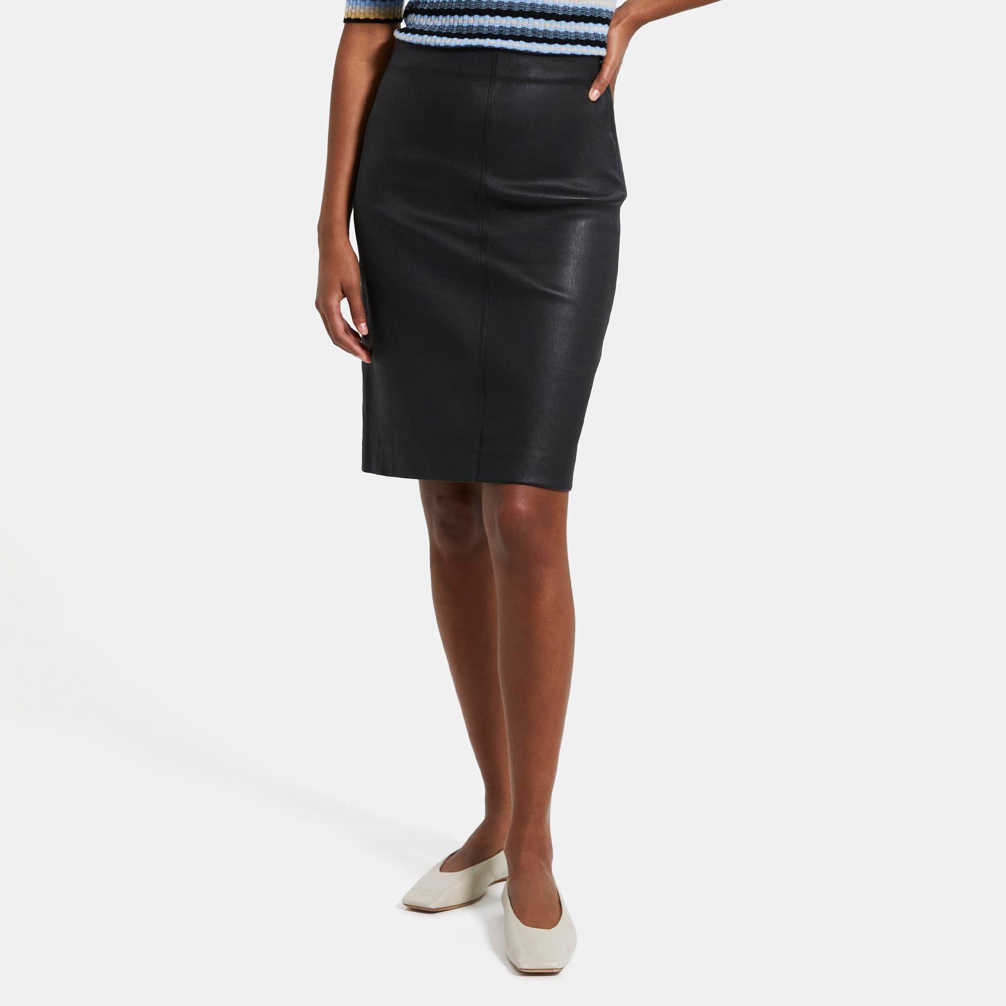 Theory Pencil Skirt in Leather