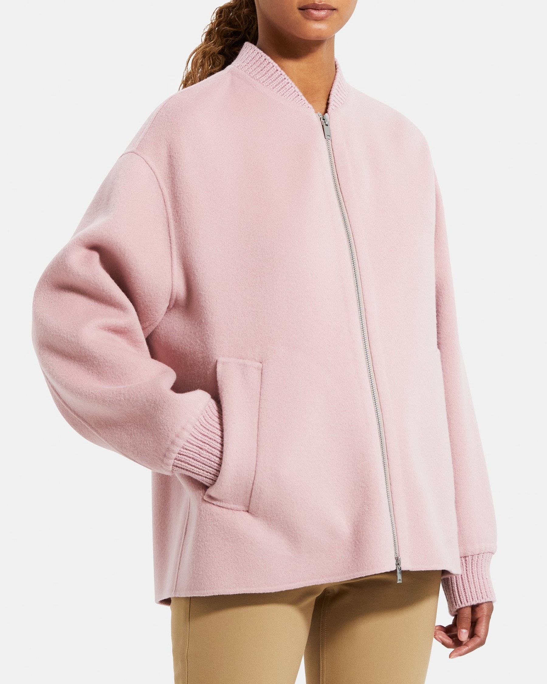 Double-Face Wool-Cashmere Oversized Bomber Jacket | Theory Outlet