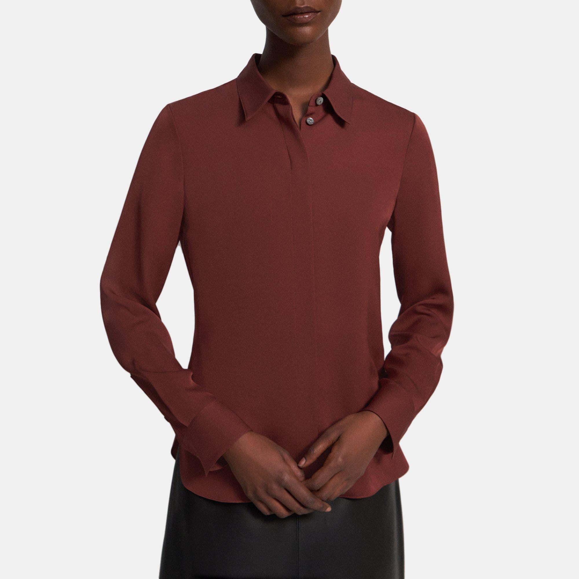 Theory Fitted Shirt in Silk Georgette