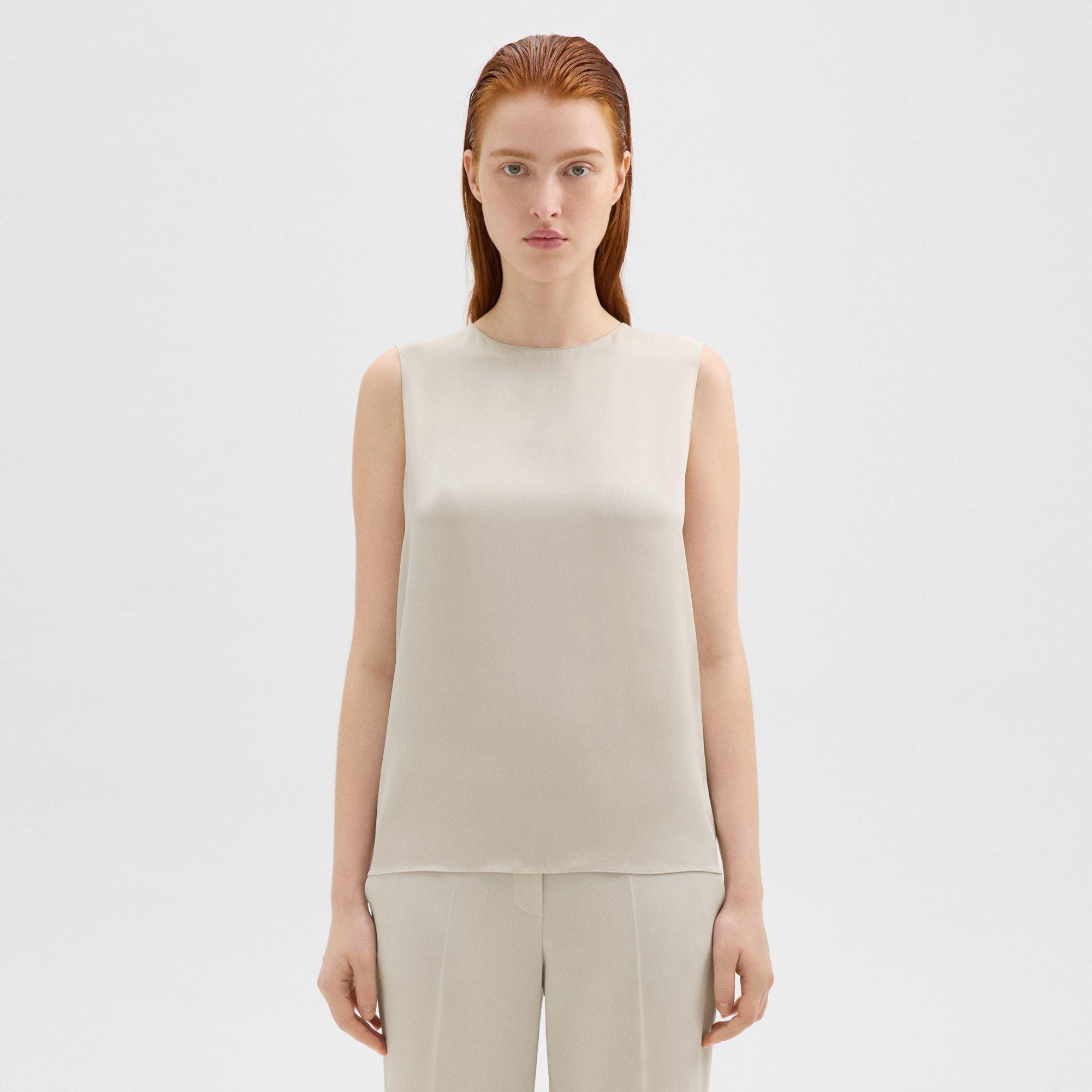 띠어리 Theory Shell Top in Silk Georgette,PUMICE