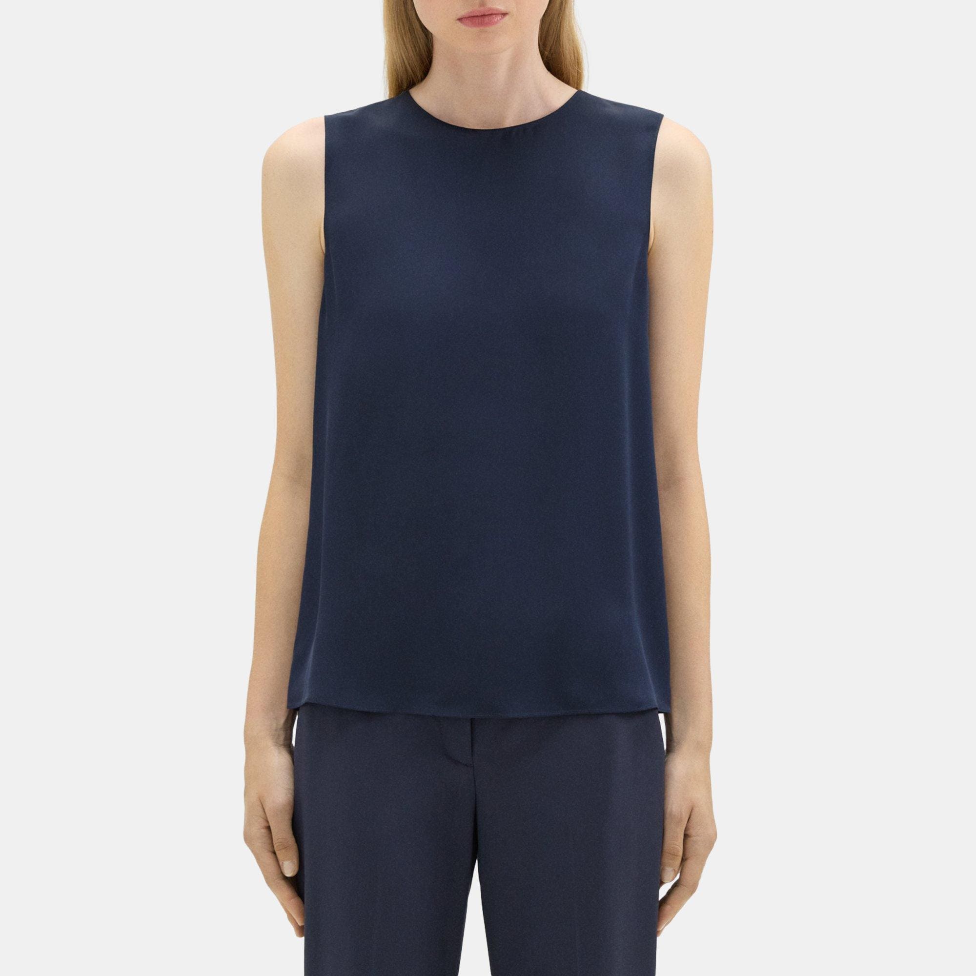 Blue Silk Georgette Shell Top | Theory