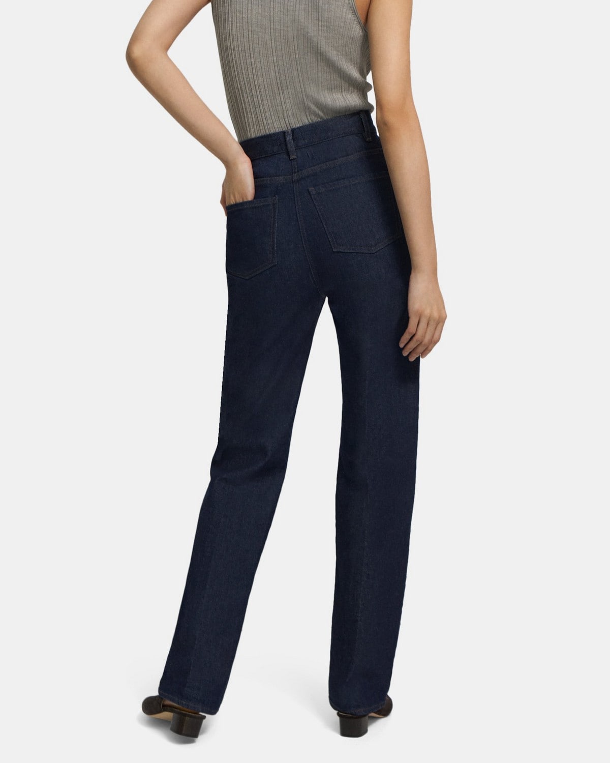 Washed Denim High-Waisted 5-Pocket Jean | Theory Outlet