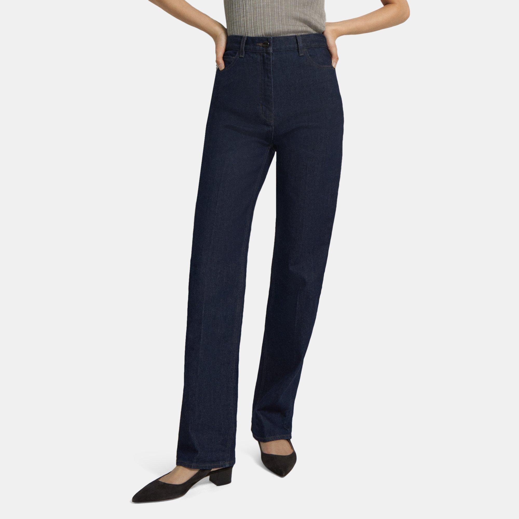 Washed Denim High-Waisted 5-Pocket Jean