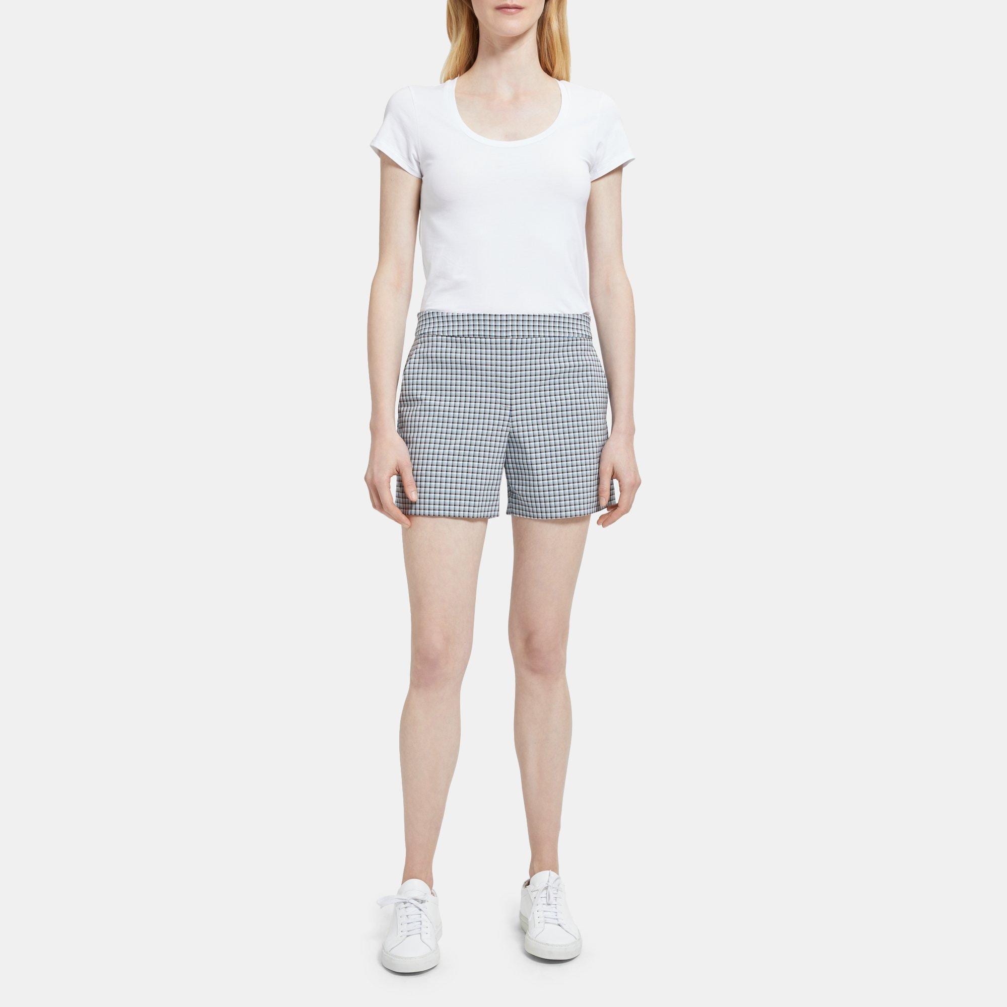 Theory Tailored Short in Viscose Check