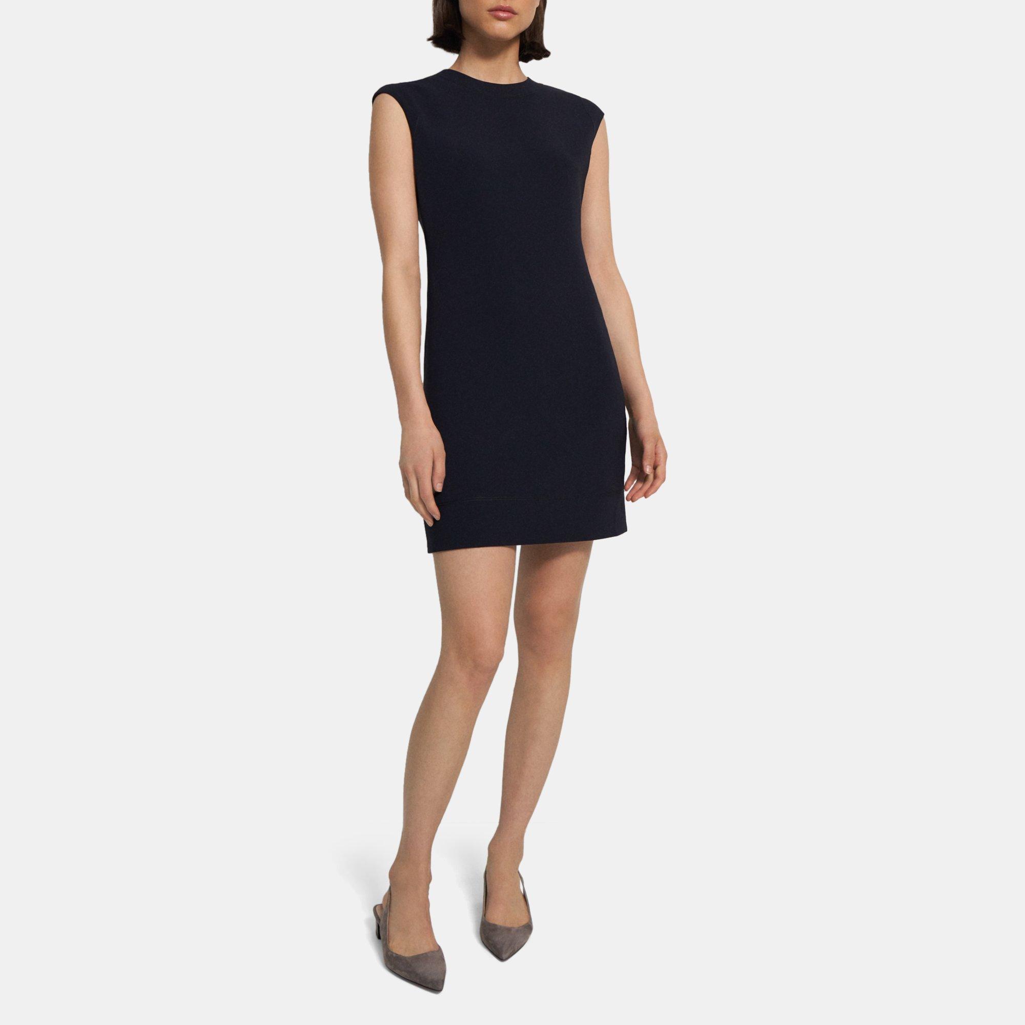 Embroidered Crepe Shift Dress | Theory Outlet