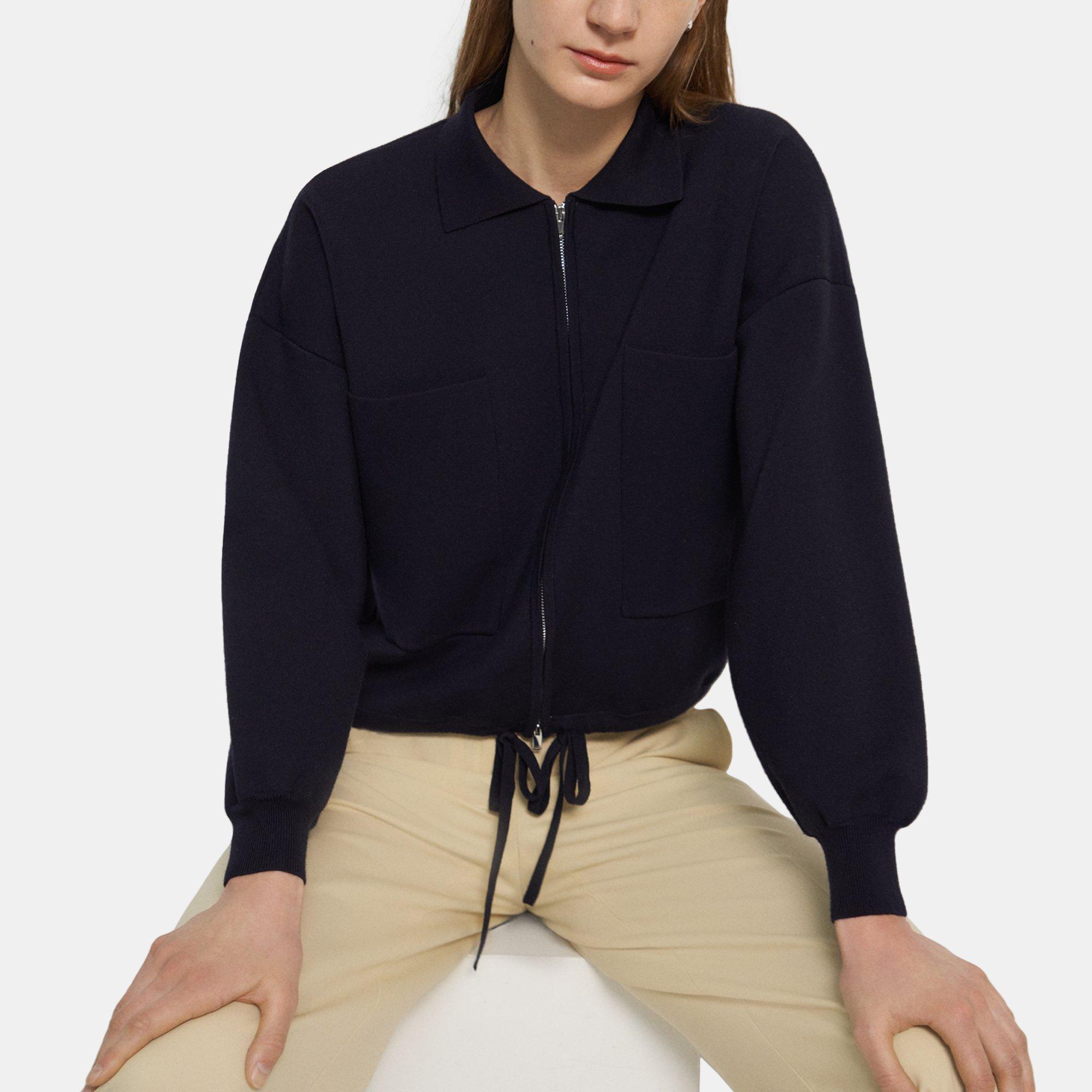 Theory Cropped Zip Jacket in Fine Merino Wool
