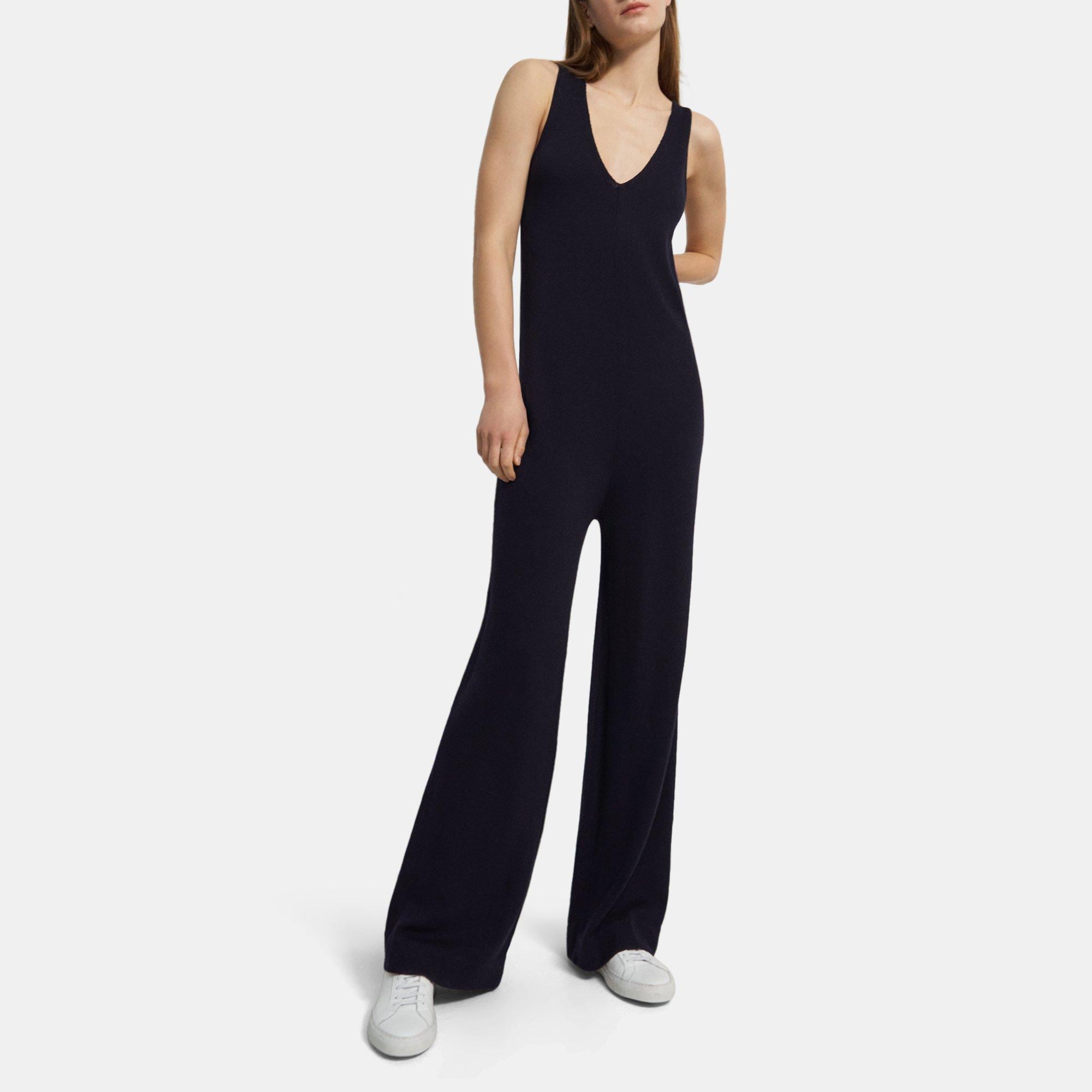 Fine Merino Wool V-Neck Jumpsuit | Theory Outlet