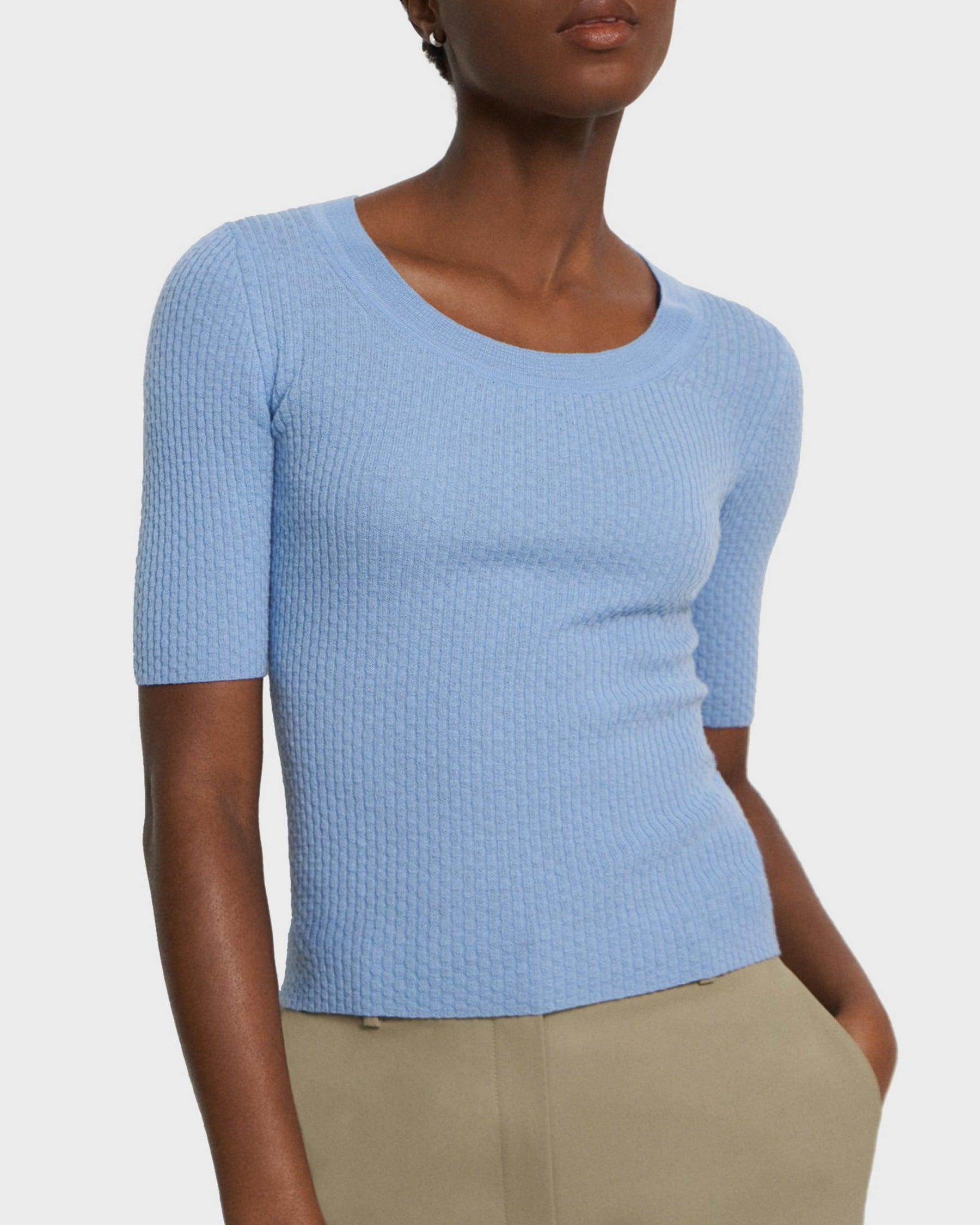 띠어리 Theory Scoop Neck Sweater in Merino Wool,POWDER BLUE