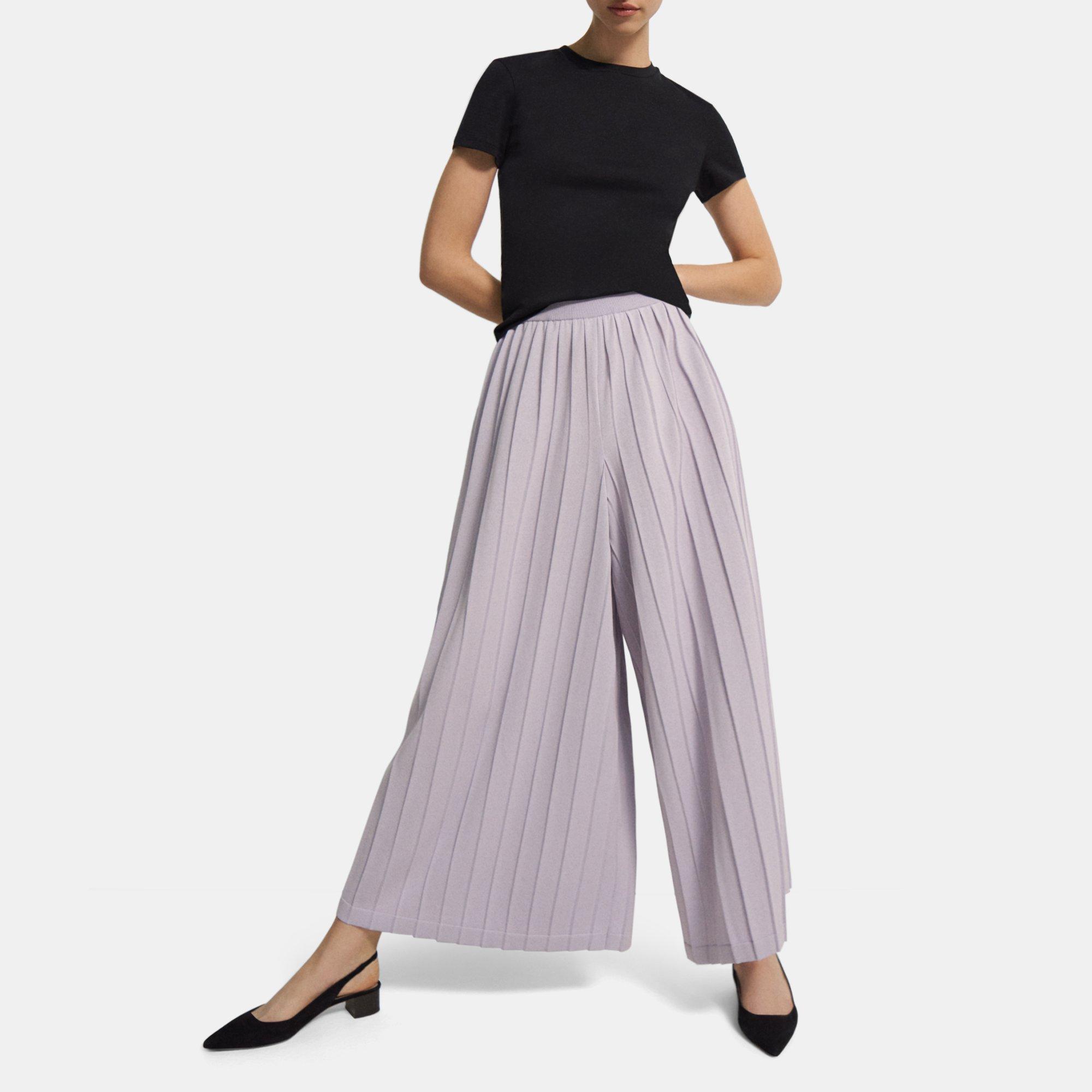 Cotton Blend Pleated Palazzo Pant