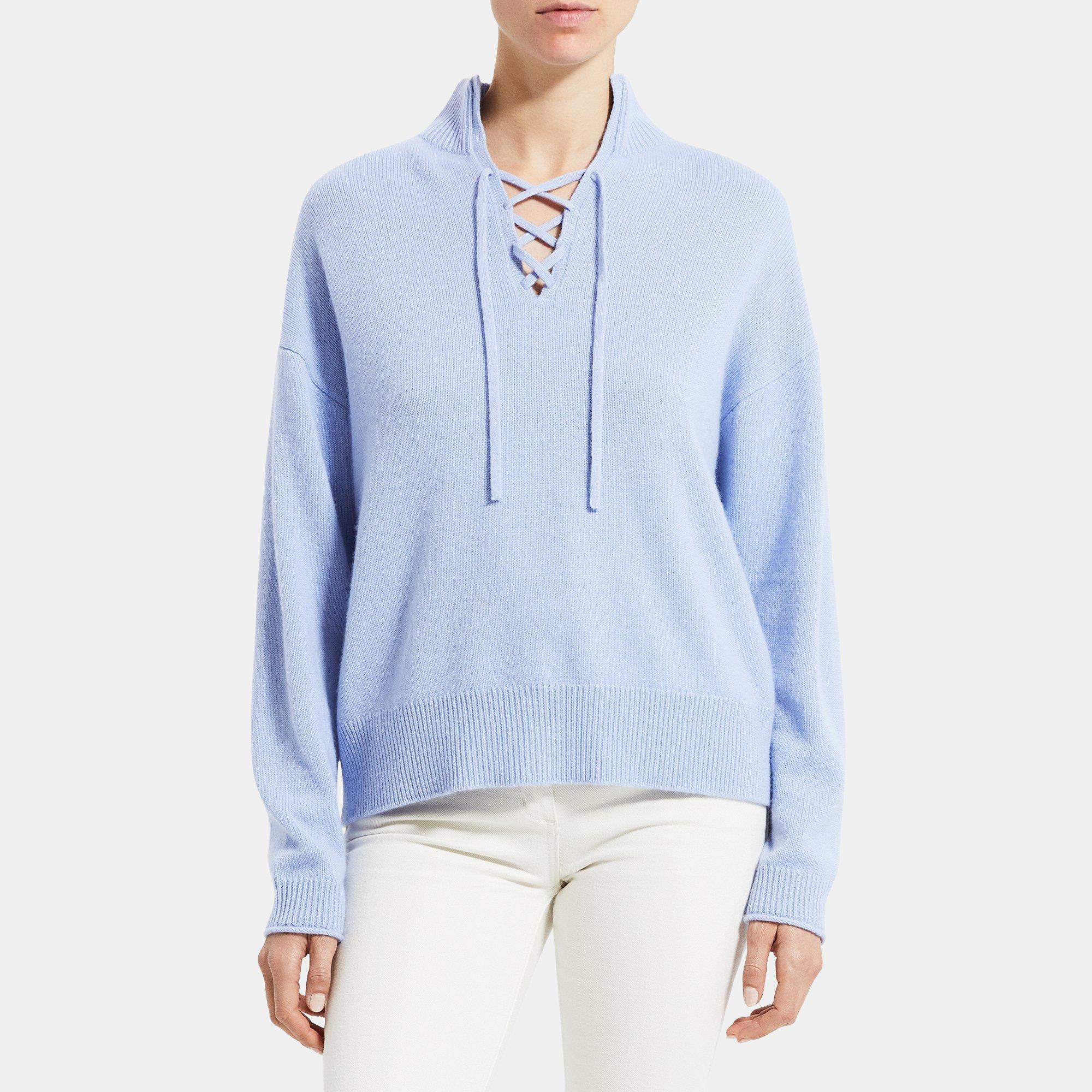 띠어리 Theory Drawstring Sweater in Cashmere,POWDER BLUE