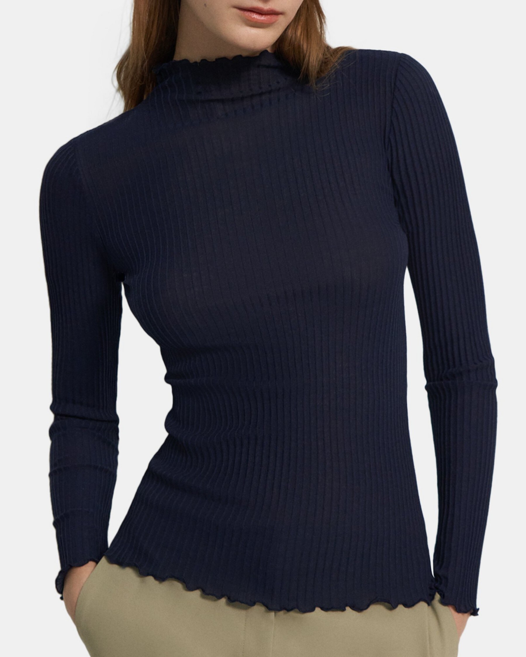 Funnel Neck Top in Cotton-Silk Knit