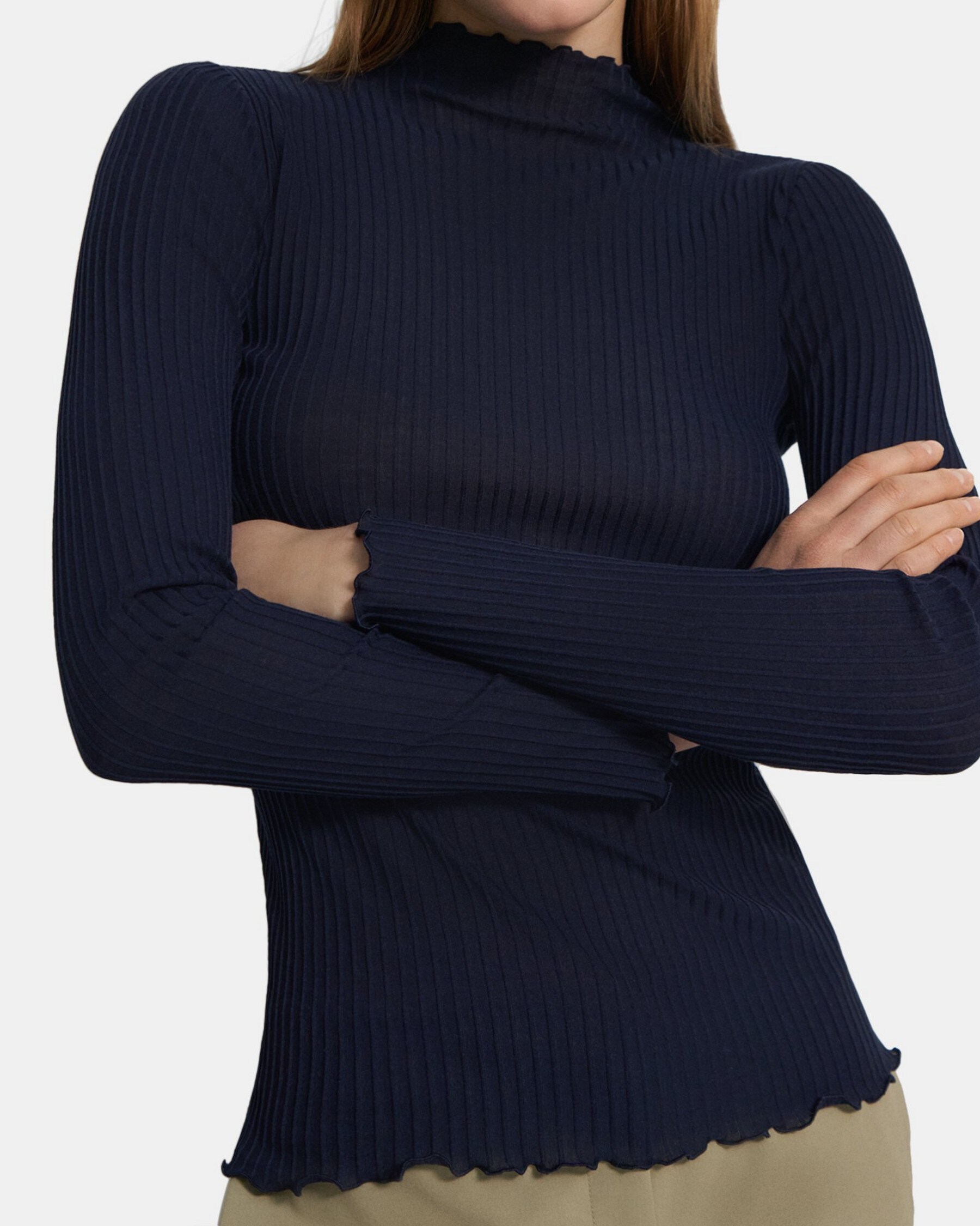 Funnel Neck Top in Cotton-Silk Knit
