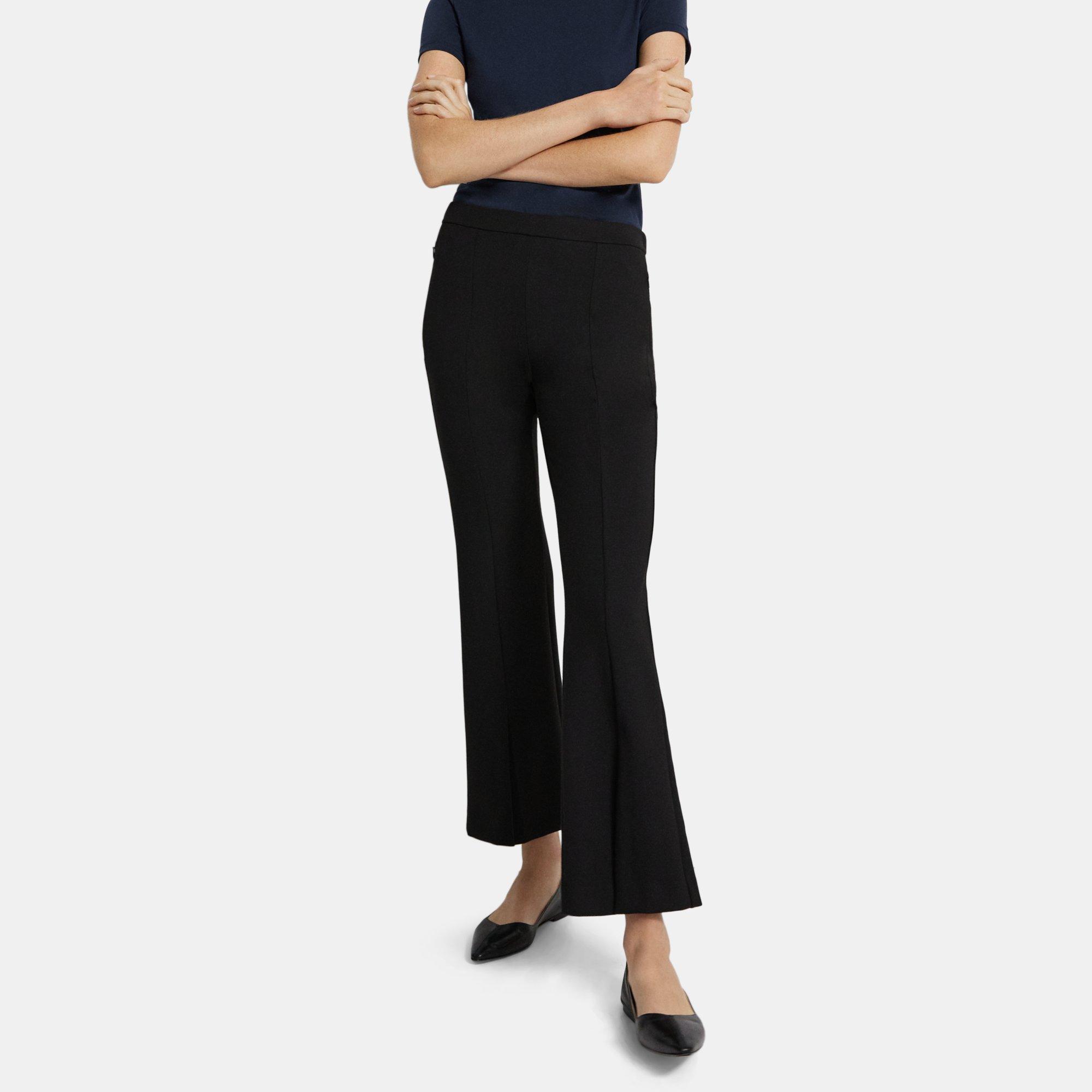 Theory Slit Flared Pant in Double-Knit Jersey