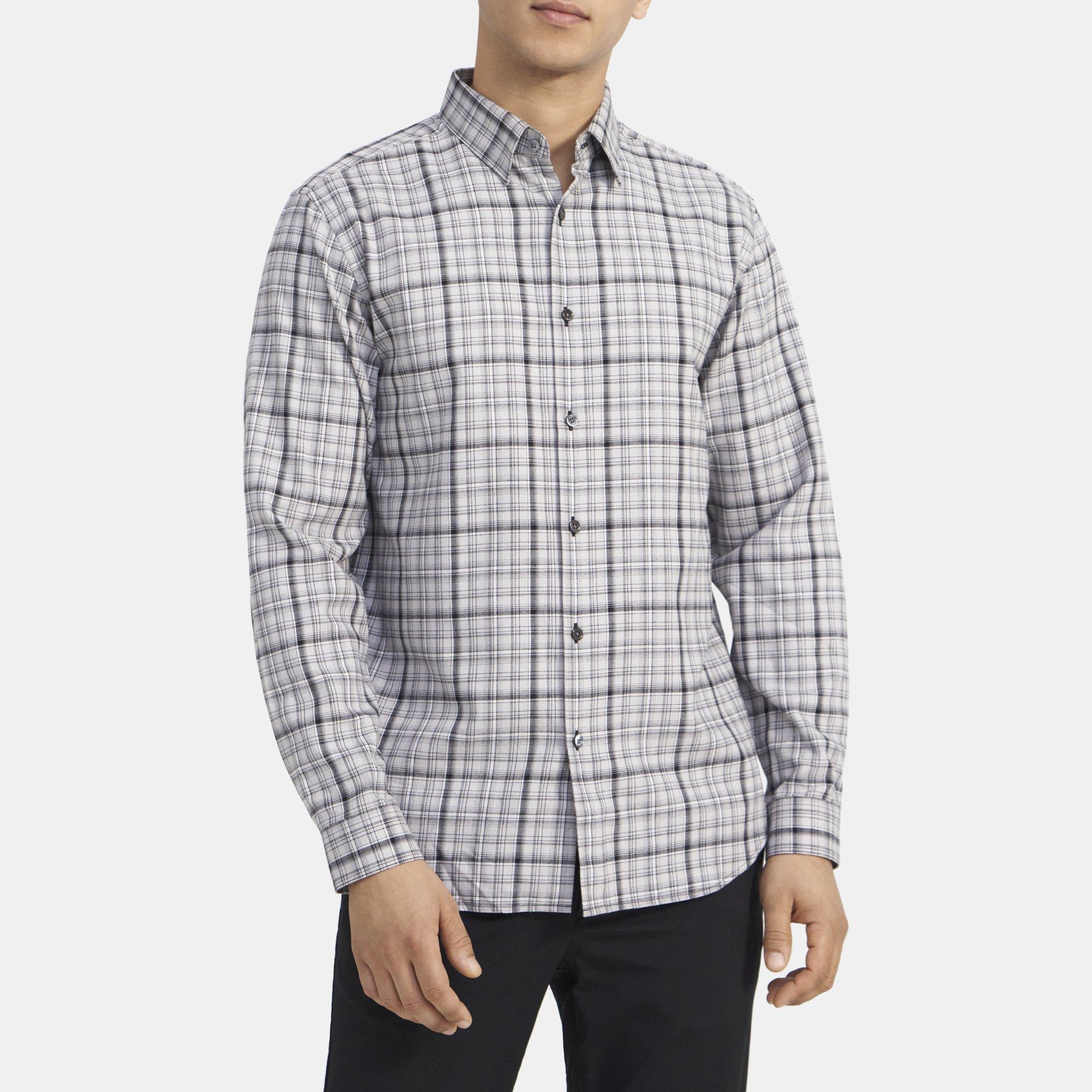 Standard-Fit Shirt in Ombré Grid Cotton