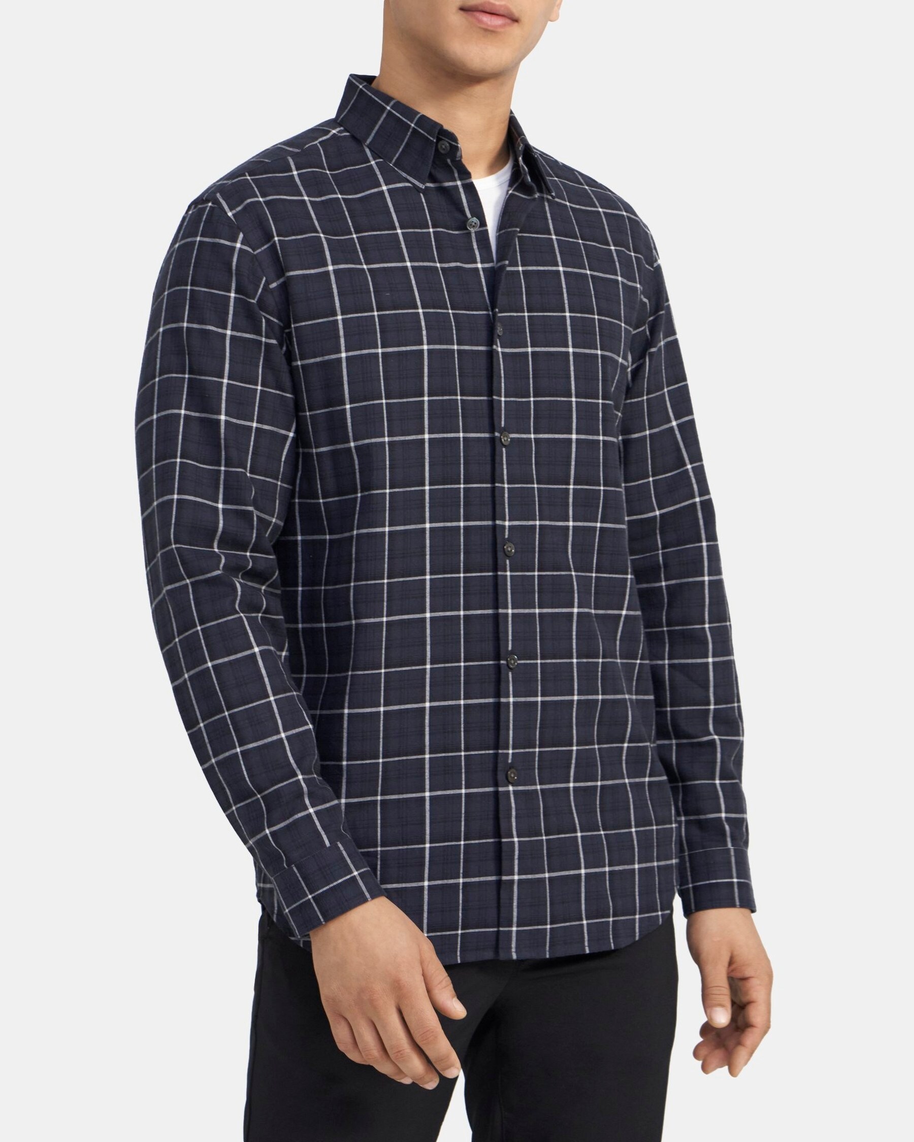 Standard-Fit Shirt in Ombré Grid Cotton
