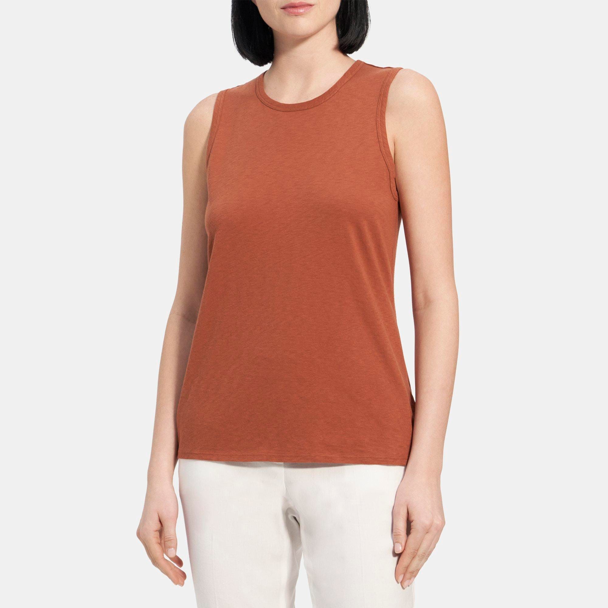 띠어리 Theory Easy Shell Tank in Pima Cotton,TERRACOTTA