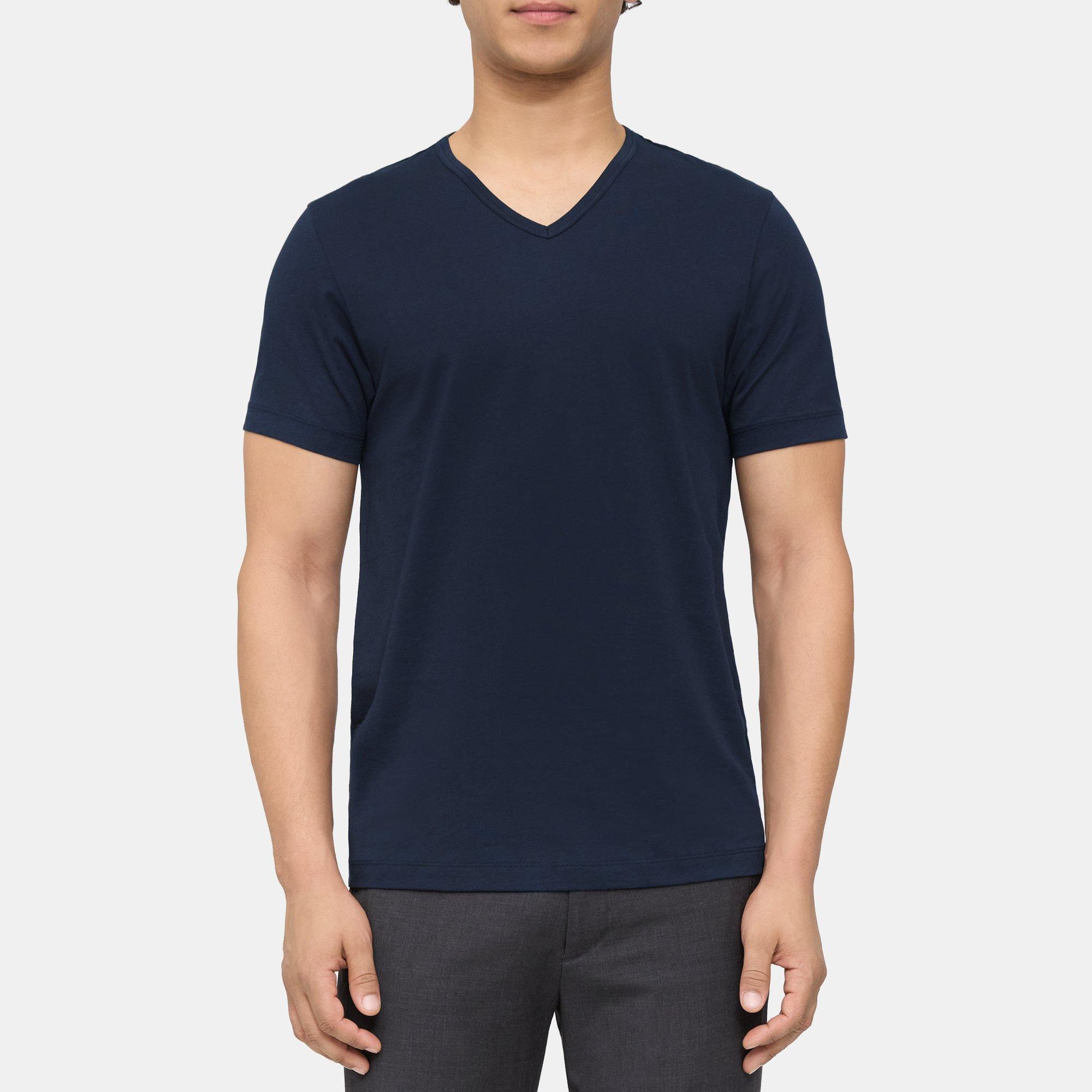 띠어리 Theory Relaxed V-Neck Tee in Pima Cotton,ECLIPSE