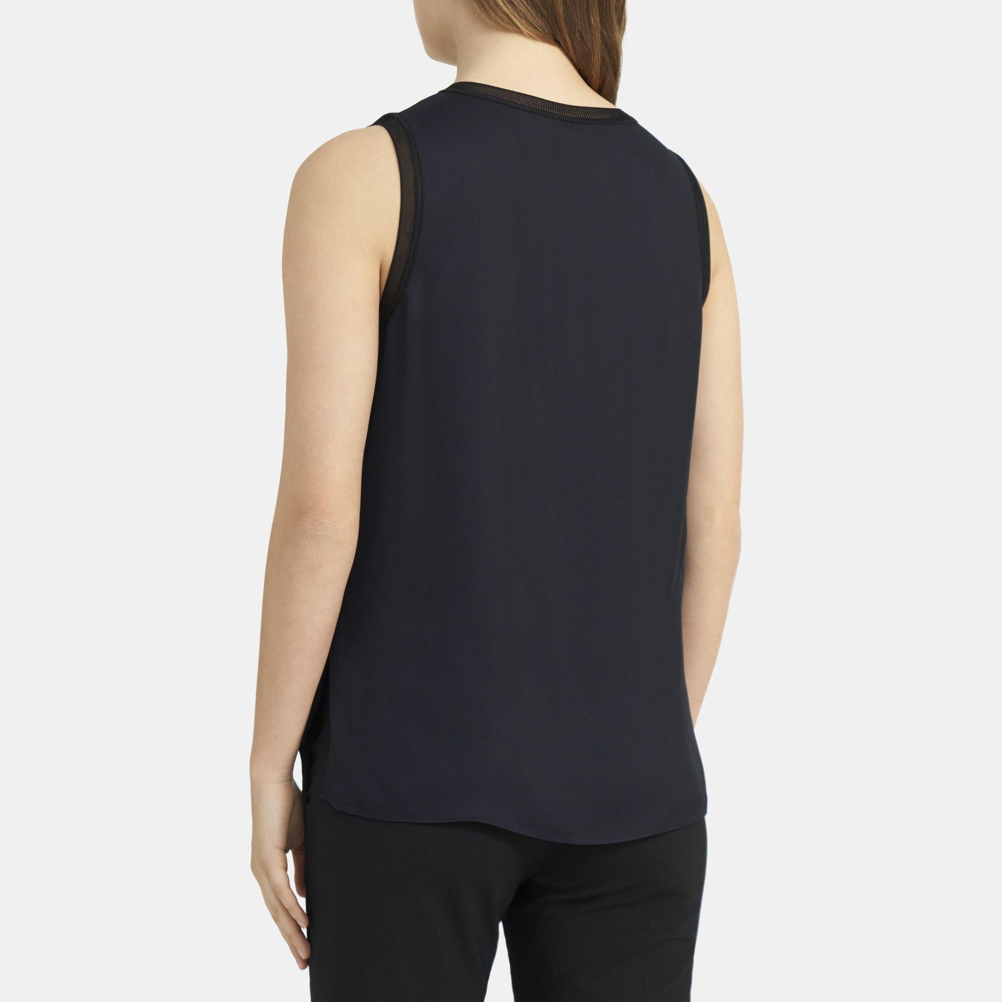 Crepe Viscose V-Neck Shell Top | Theory Outlet