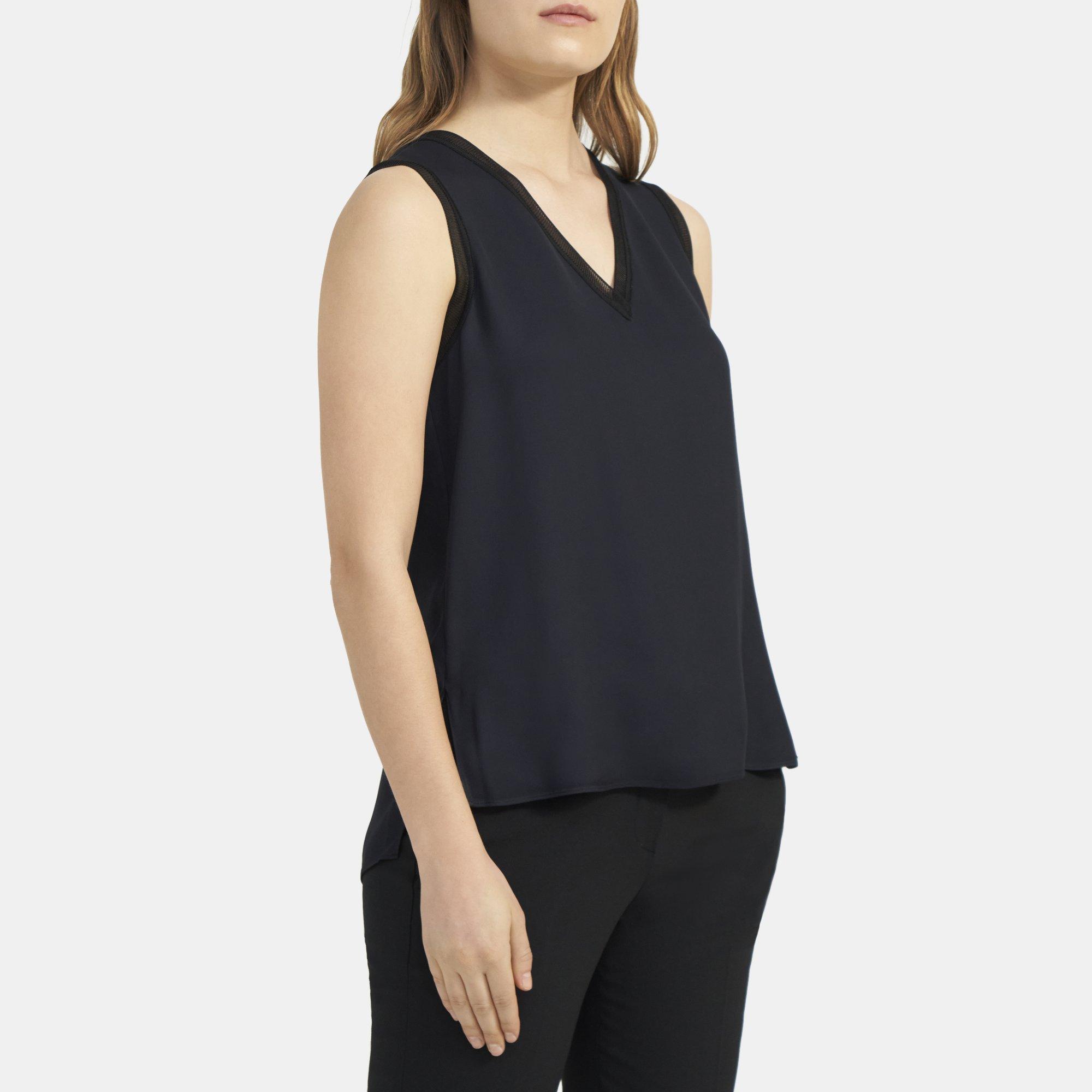 Crepe Viscose V-Neck Shell Top | Theory Outlet