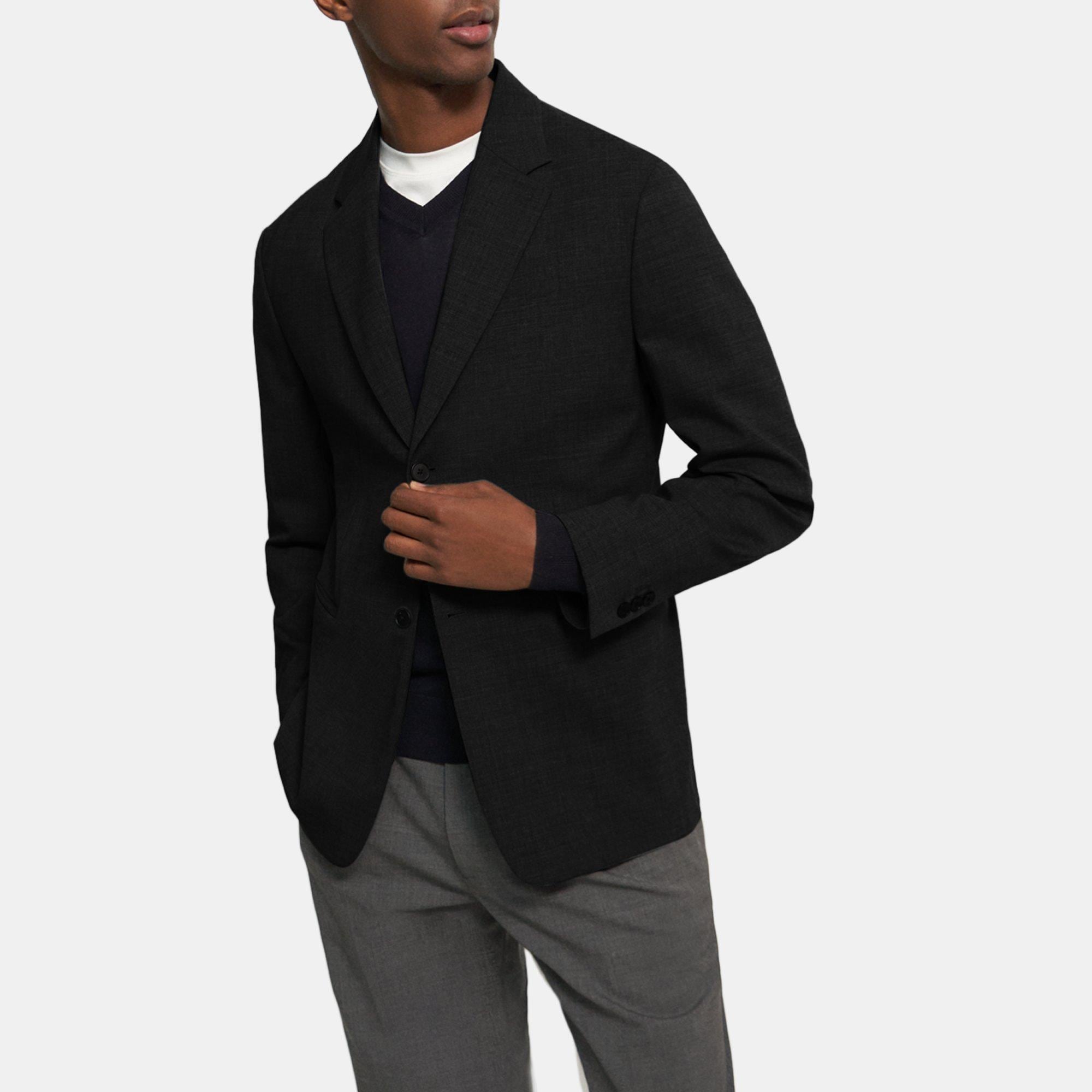 Collarless best sale blazer men