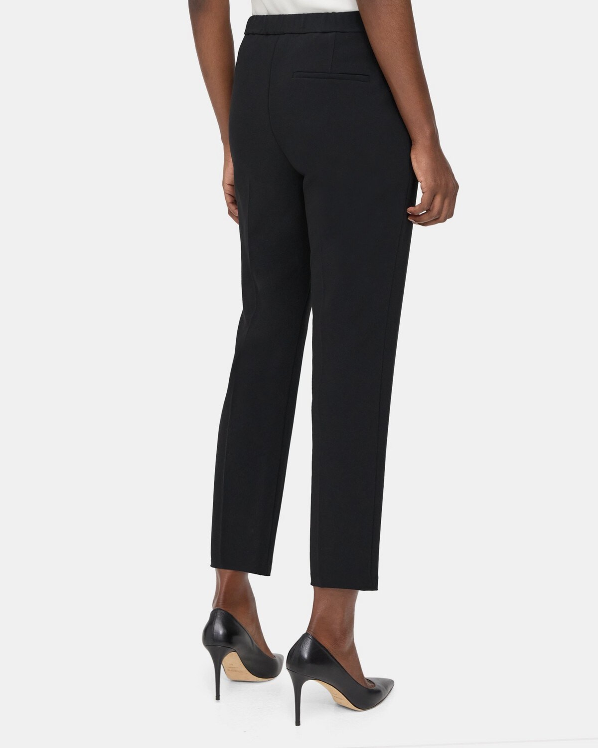 Slim Cropped Pull-On Pant in Crepe