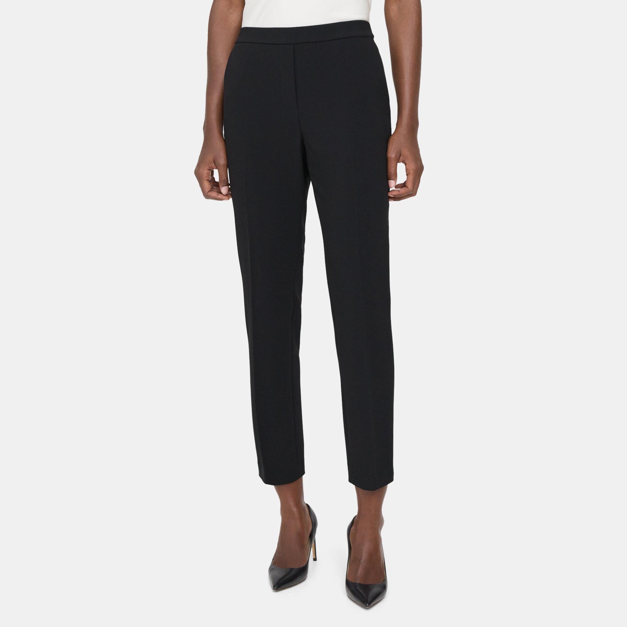 띠어리 Theory Slim Cropped Pull-On Pant in Crepe,BLACK