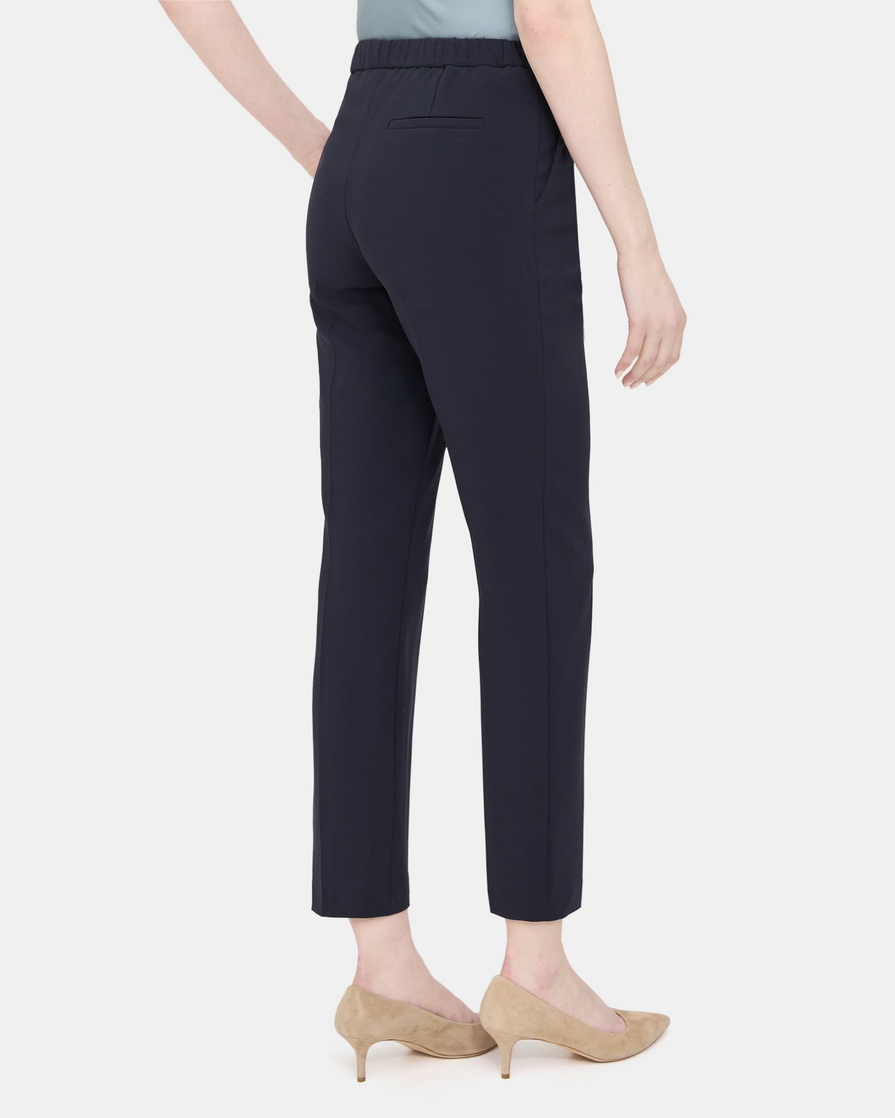 Slim Cropped Pull-On Pant in Crepe