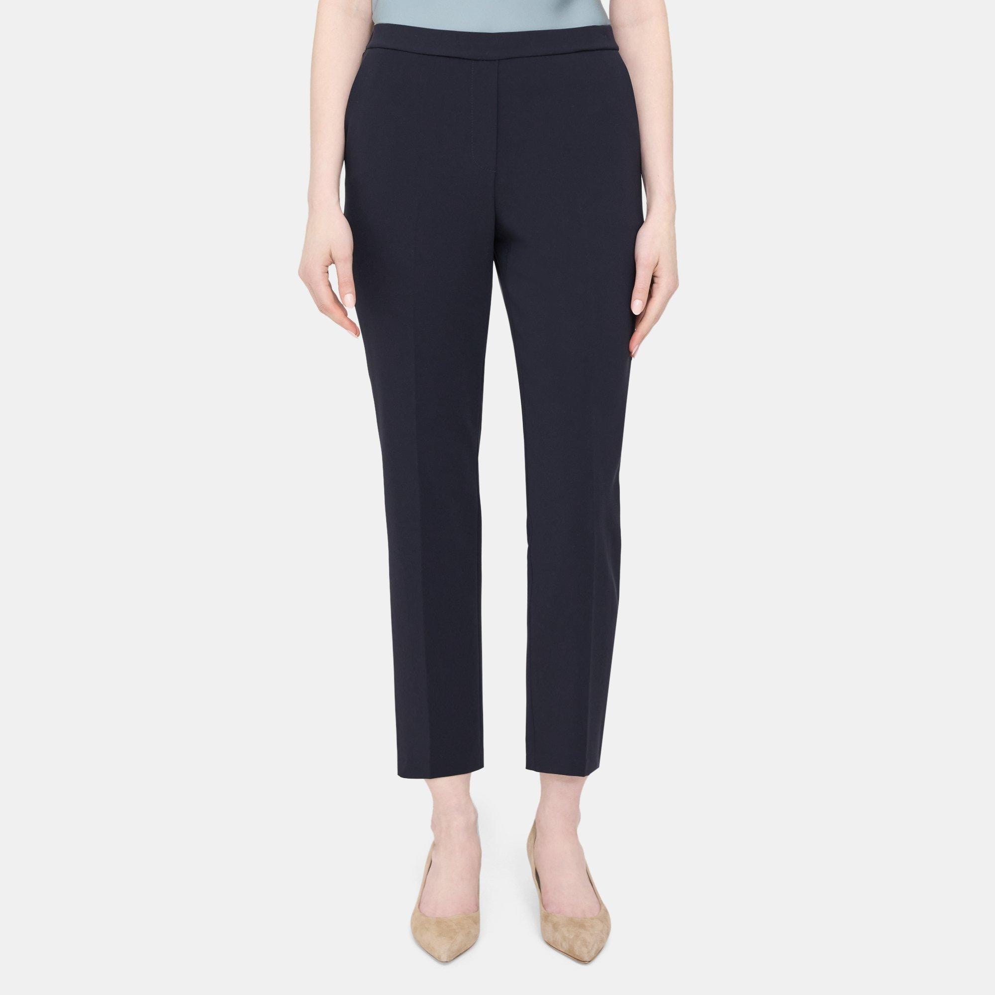 Crepe Slim Cropped Pull-On Pant | Theory Outlet