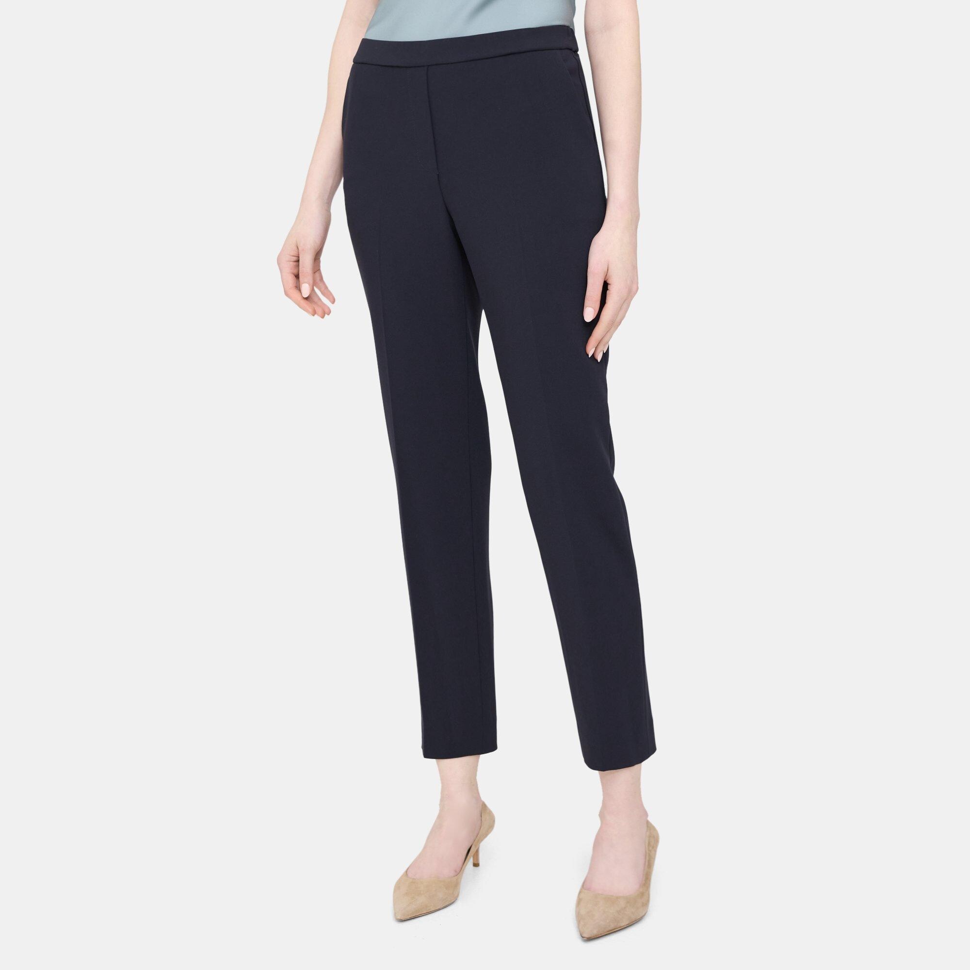 Crepe Slim Cropped Pull-On Pant | Theory Outlet