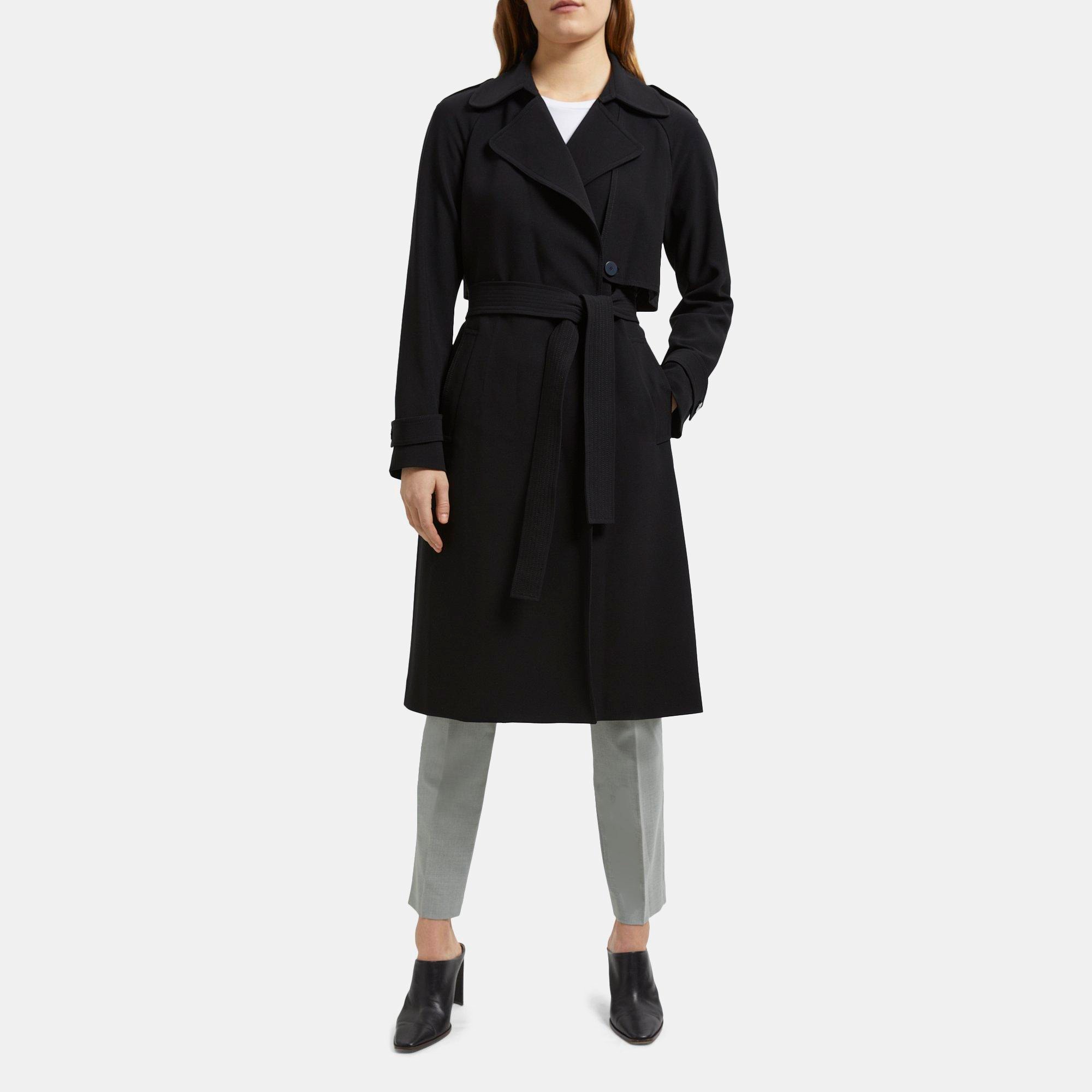 Crepe Raglan Trench Coat | Theory Outlet