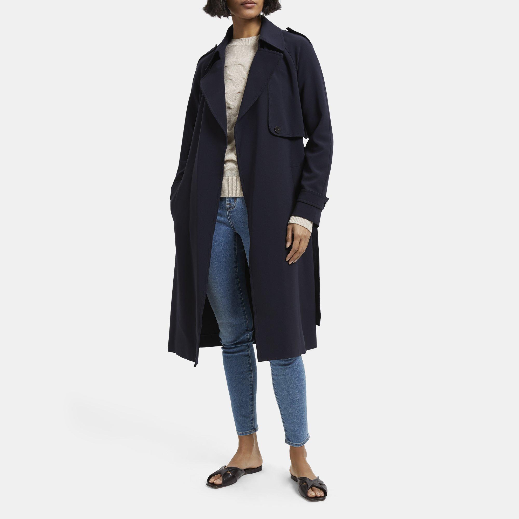 Crepe Raglan Trench Coat | Theory Outlet