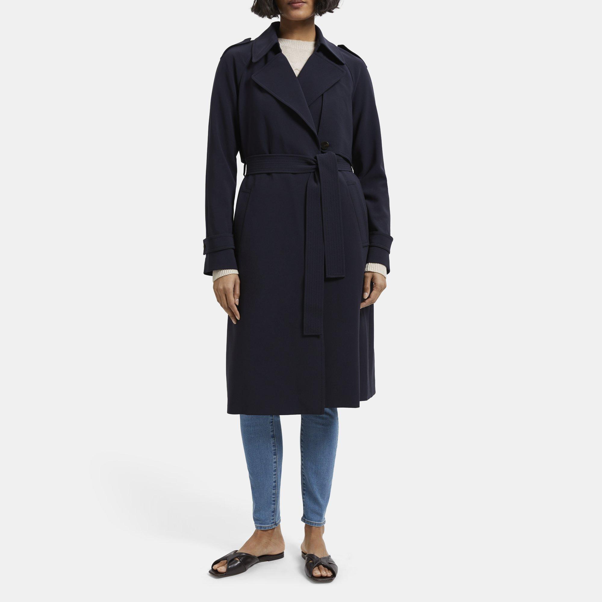 Crepe Raglan Trench Coat | Theory Outlet