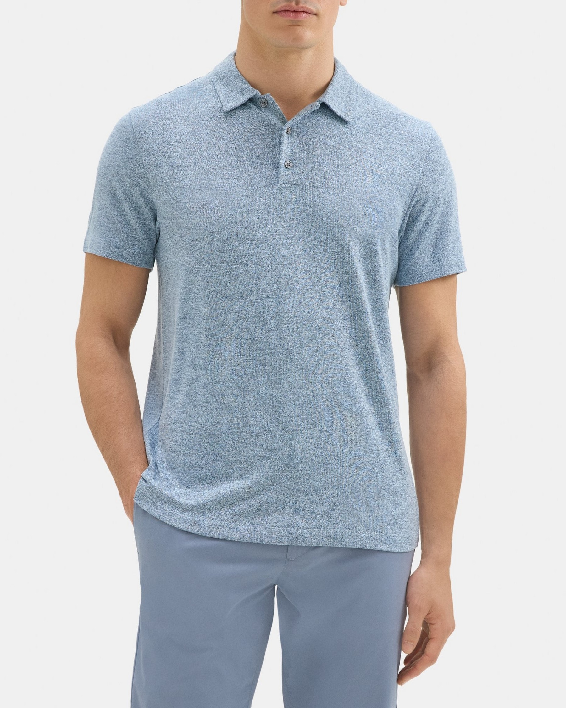 띠어리 Theory Polo Shirt in Modal Blend Jersey,GLACIER BLUE/SPELLBOUND