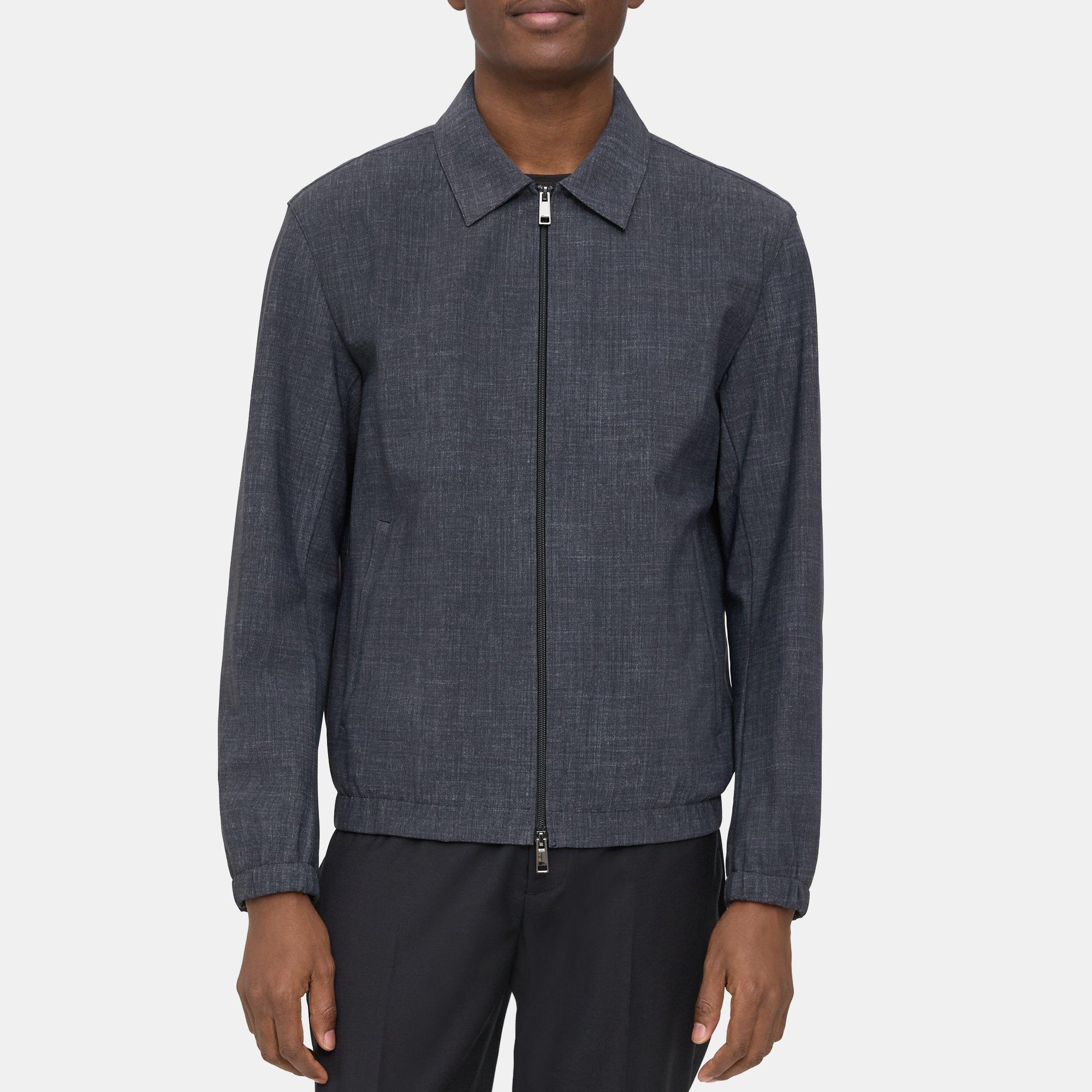 띠어리 Theory Blouson Jacket in Printed Performance Knit,GREY MELANGE