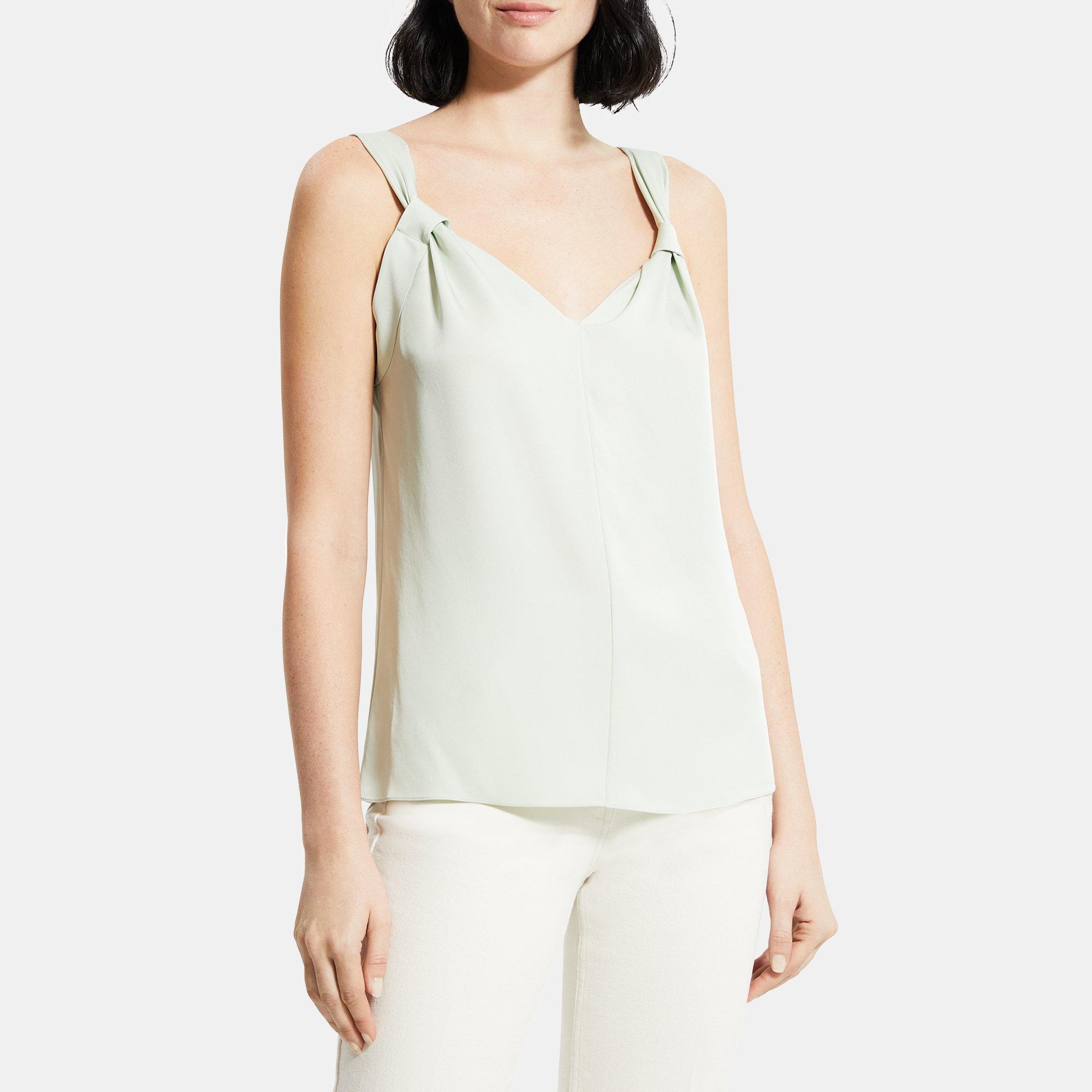 Theory Sleeveless V-Neck Top in Silk Georgette