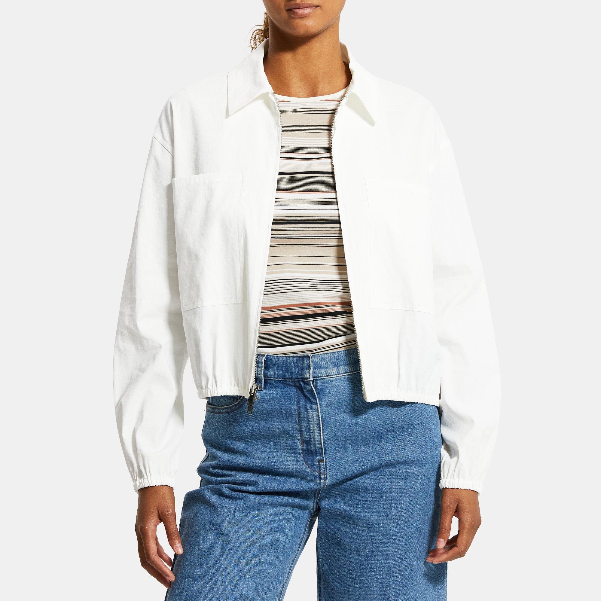 Stretch Linen Bomber Jacket | Theory Outlet