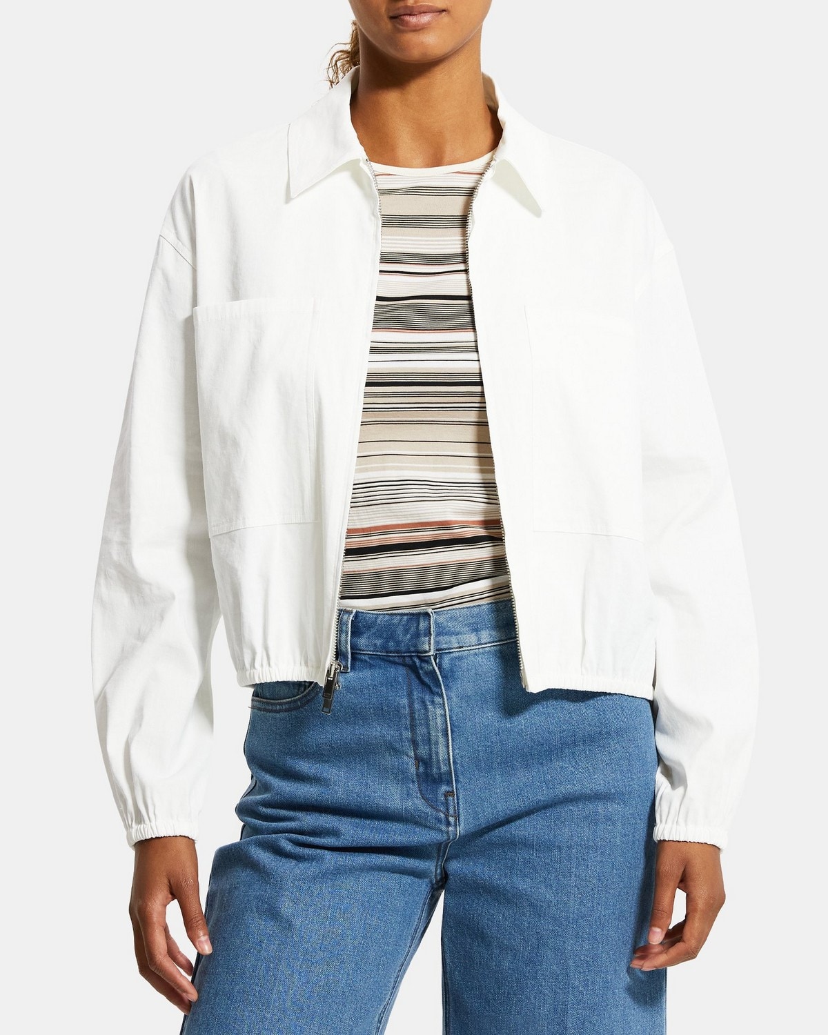 Stretch Linen Bomber Jacket | Theory Outlet